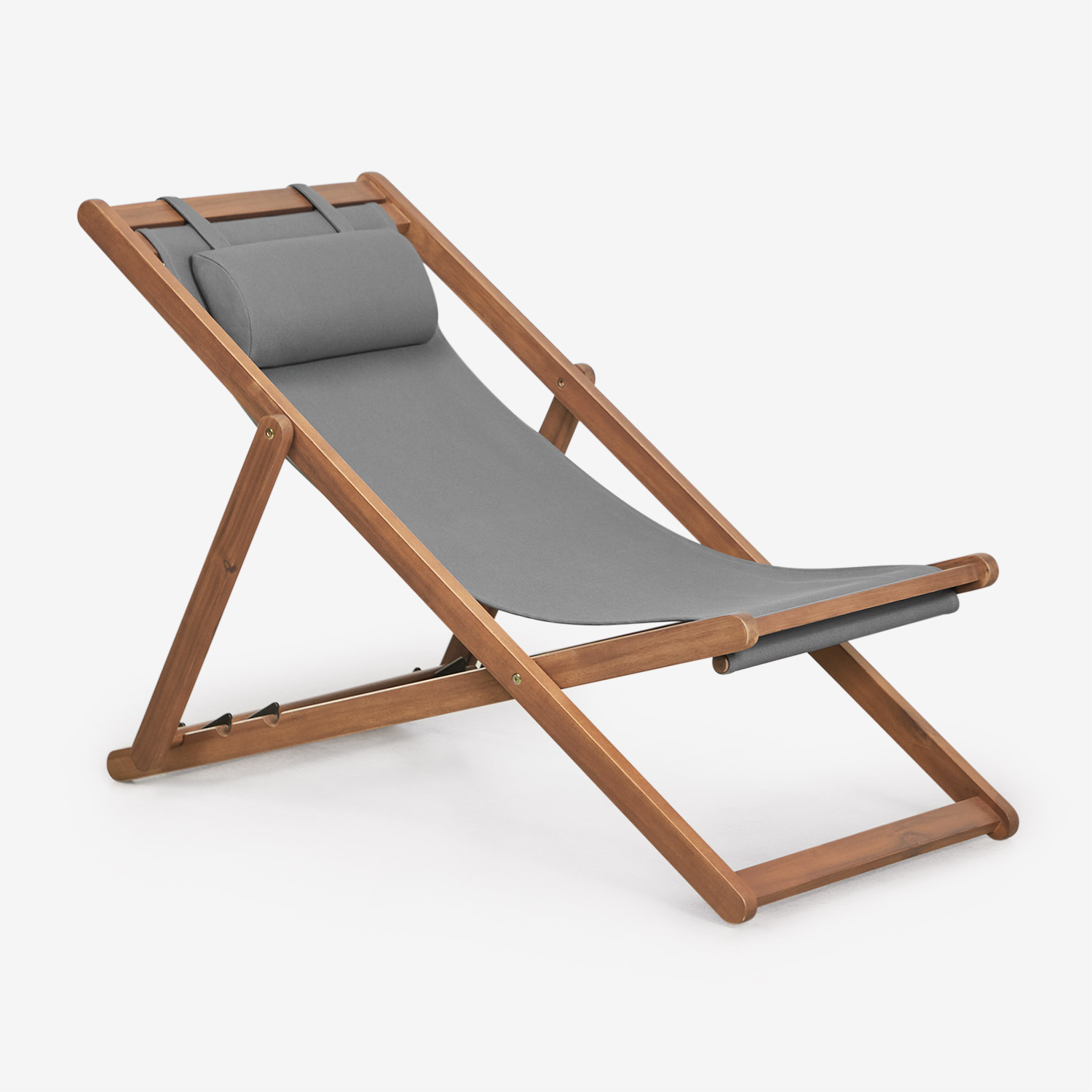 Hamaca Pliante En Bois Avec Coussin Kardis Sklum Gris Graphite