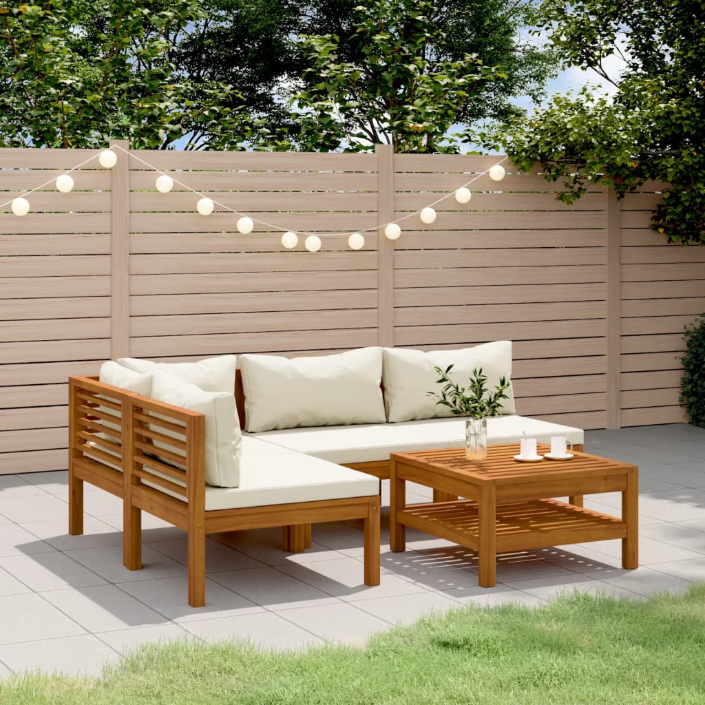 Vidaxl – Salon De Jardin 5 Pcs Avec Coussins Amovibles – Bois D'Acacia