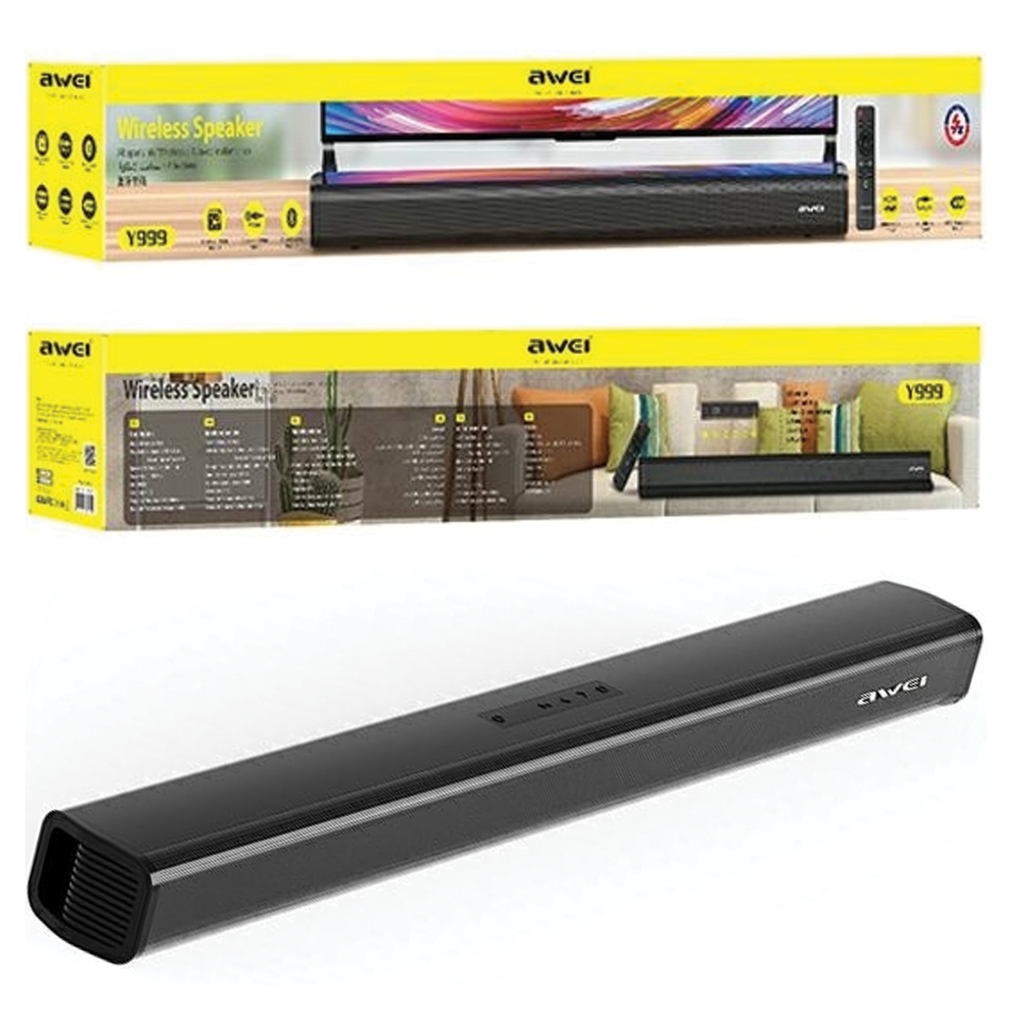 Oem Awei Bluetooth-Soundbar Y999, Schwarz/Schwarz