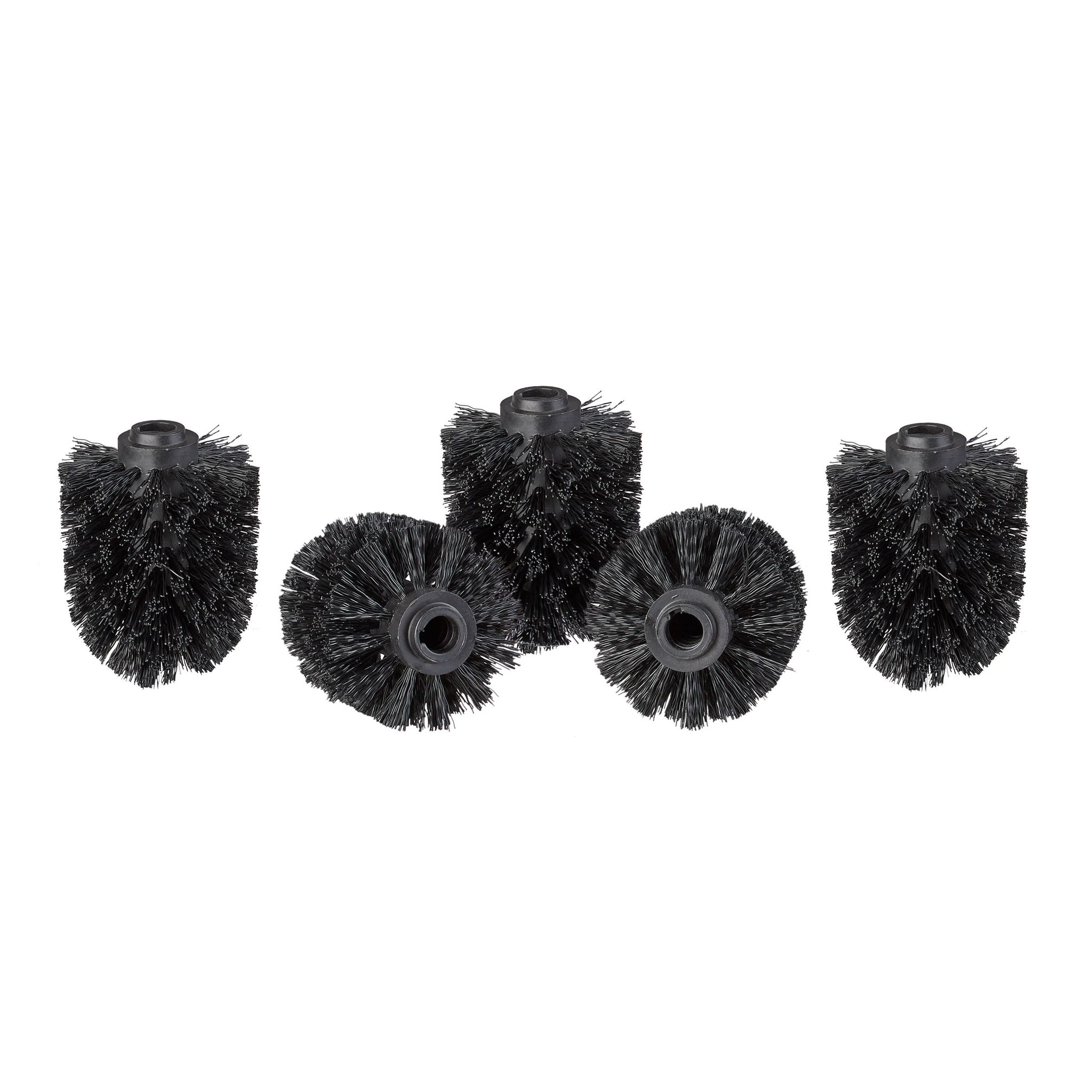 5 Ricambi Per Scopino Wc, Testine 8 Cm Di Diametro, Filettatura 12 Mm, Set Di Scopettini Da Bagno, Nero - Relaxdays