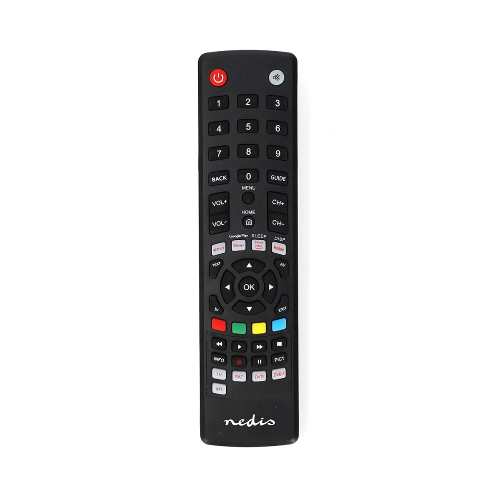 Nedis Schwarz Universal Fernbedienung Vorprogrammiert 4 Gerate Amazon Prime Disney Button Google Play Button Netflix Button Youtube Button Infrarot