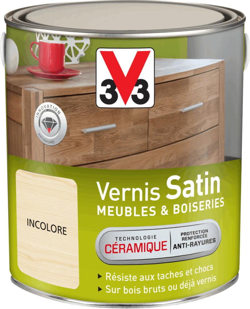 V33 - Vernis Intérieur Meubles Et Boiseries Incolore Satin 2,5l