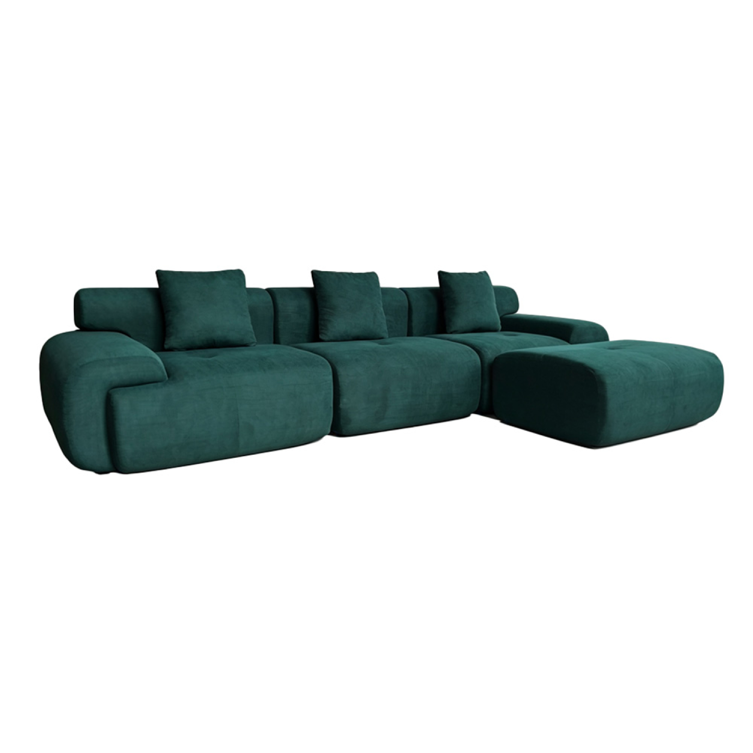 Canapé Compressé Modulable En Tissu Chenille Vert Foncé 4-5 Places Sheffield