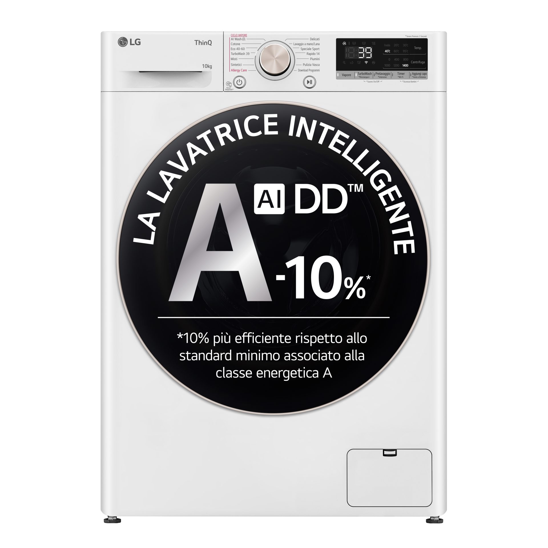 Lg F4r7010tswg Lavatrice 10kg Ai Dd Classe A 1400 Giri Turbowash Vapore Bianco
