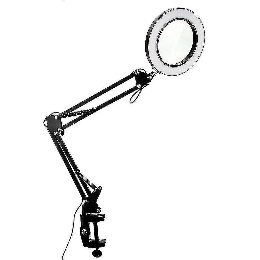 Lampe-loupe sur pied OLOEY, lentille verre optique 11 cm, grossissement 10x, 3 modes de couleur, 10 niveaux de luminosité, orientable 270°, bras pivotant 27 cm