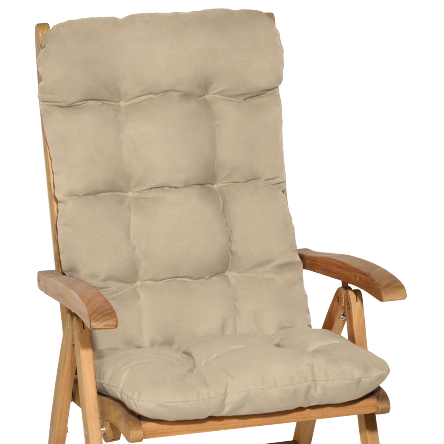 Beautissu – Coussin Bain De Soleil 120x50x8cm – Résistant Aux Uv 5 – Fixation Par Bandes Et Cordons – Pour Chaises À Haut Dossier