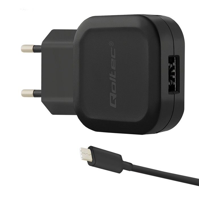 Qoltec Mehrfarbig Wandladegerät 12W 5V 2,4A Usb + Usb Typ-C Kabel
