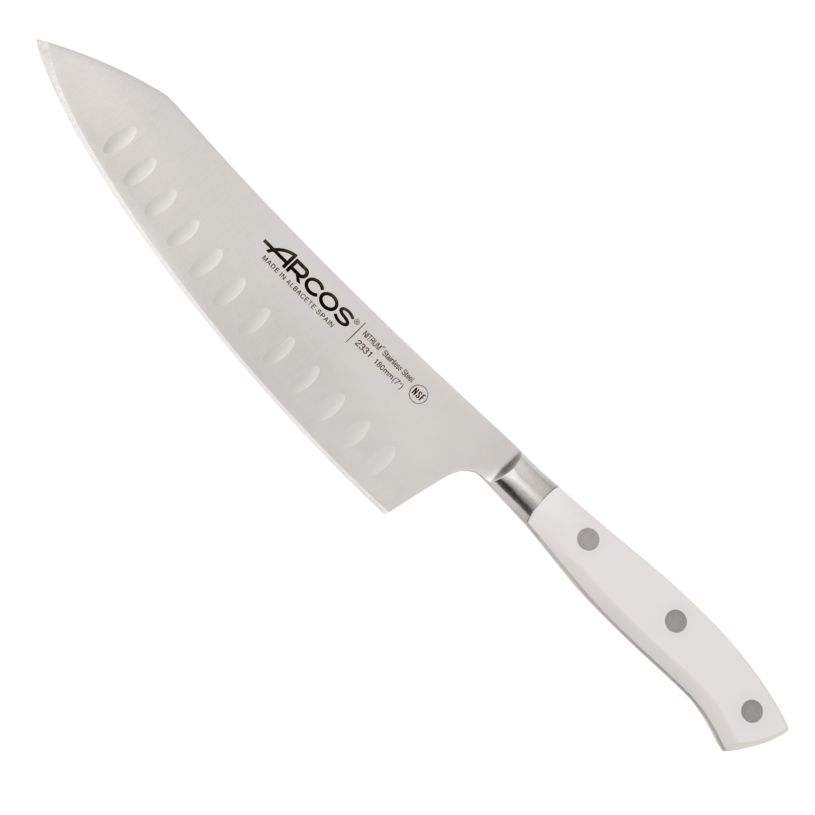 Arcos Unisex Weiß Küchenmesser Santoku Nitrum Edelstahl 18 Cm