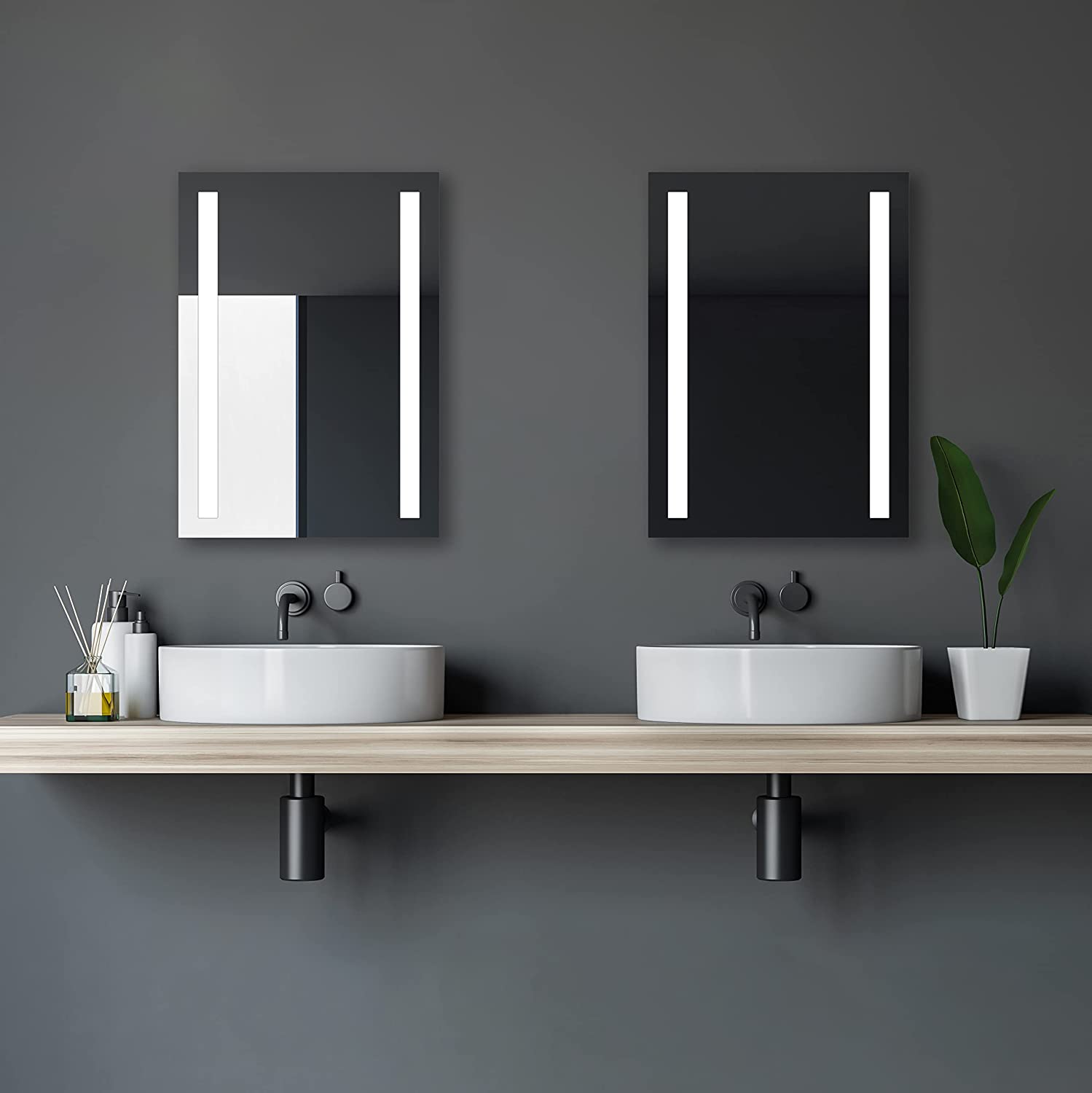 Light Badspiegel Mit Beleuchtung - Led Badezimmerspiegel 50x70 Cm - Wandspiegel Mit Led Lichtausschnitt, Spiegel Mit Lichtfarbe Neutralweiß - Lichtspiegel Mit Aluminiumrahmen - Talos