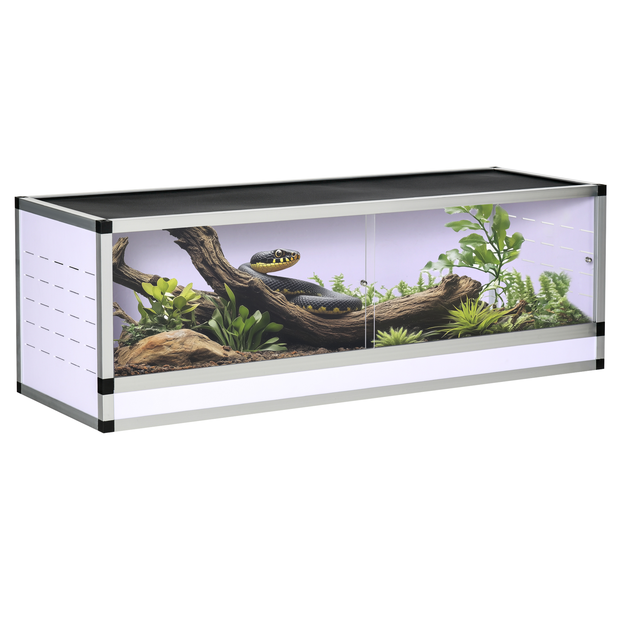 Terrarium Aus Aluminium Für Reptilien Amphibien Spinnentiere Reptilienzuchtbox Mesh-terrarium Weiß+silber+schwarz 120 X 40 X 40 Cm - Pawhut