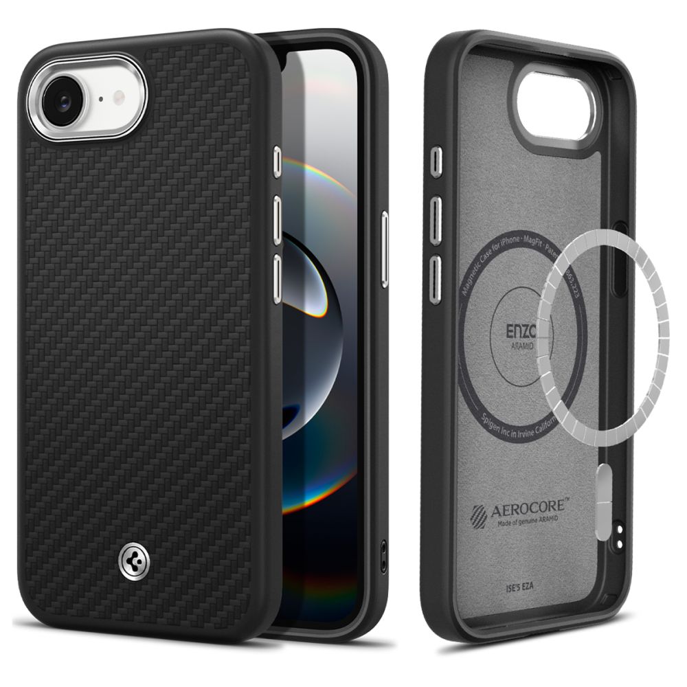 Spigen Enzo Aramid Magfit Hülle Für Iphone 16E – Schützende, Stoßfeste Handyhülle, Dünn Und Schlank, Kompatibel Mit Magsafe-Zubehör – Mattschwarz - Bild 4