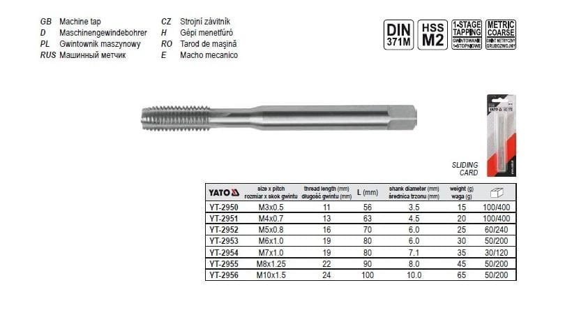 Yato Maschinengewinde M10 2956