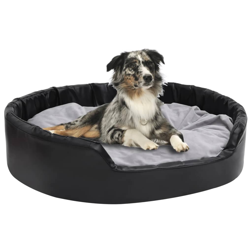 Vidaxl Grau Dog Bed Black And Grey 99X89x21 Cm Plush And Faux Leather