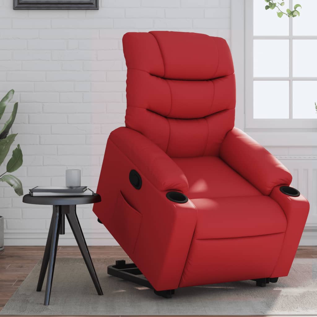Rot Vidaxl Stand Up Recliner Chair Red Faux Leather - Bild 2