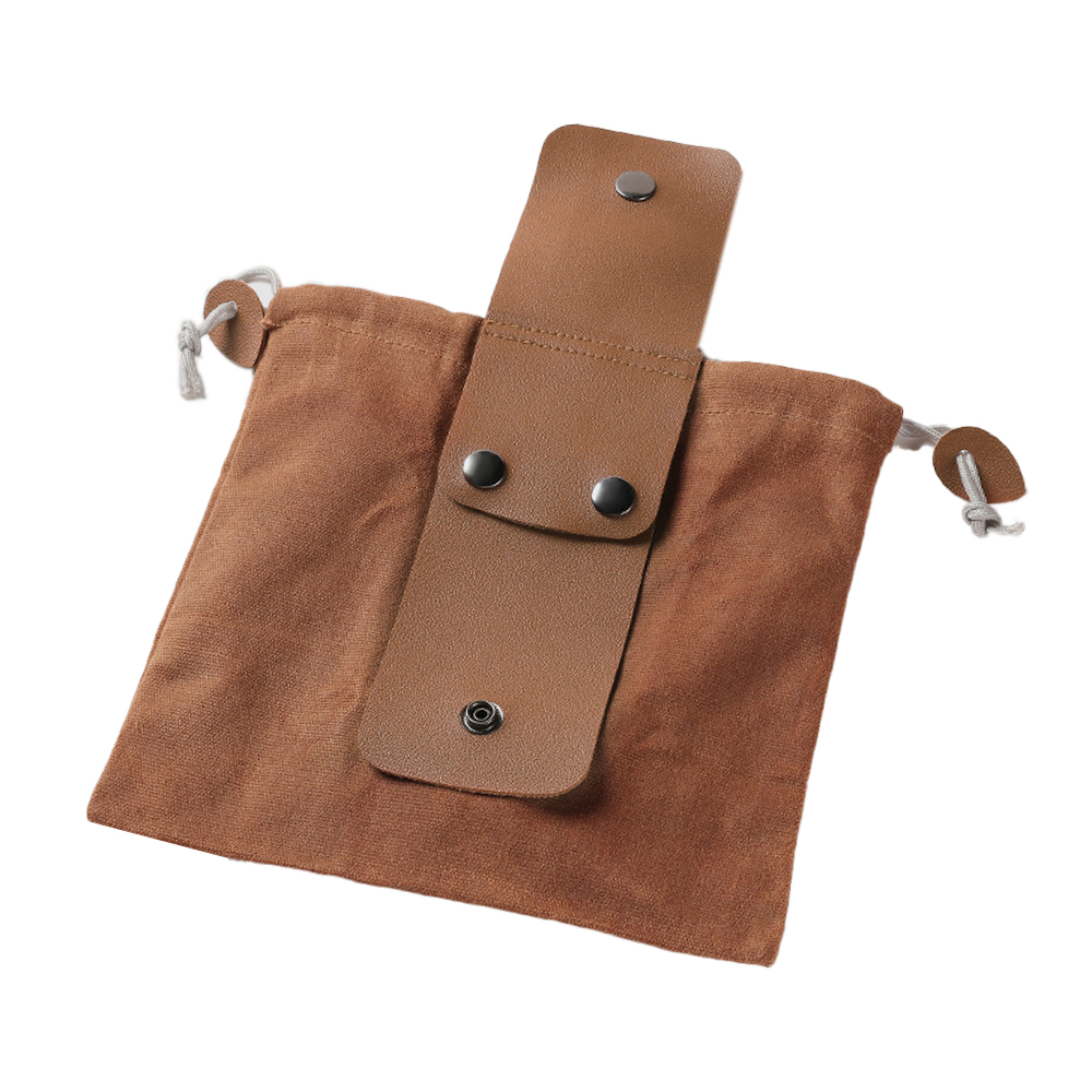 Sac ceinture en cuir et toile imperméable, pliable et compact, marron