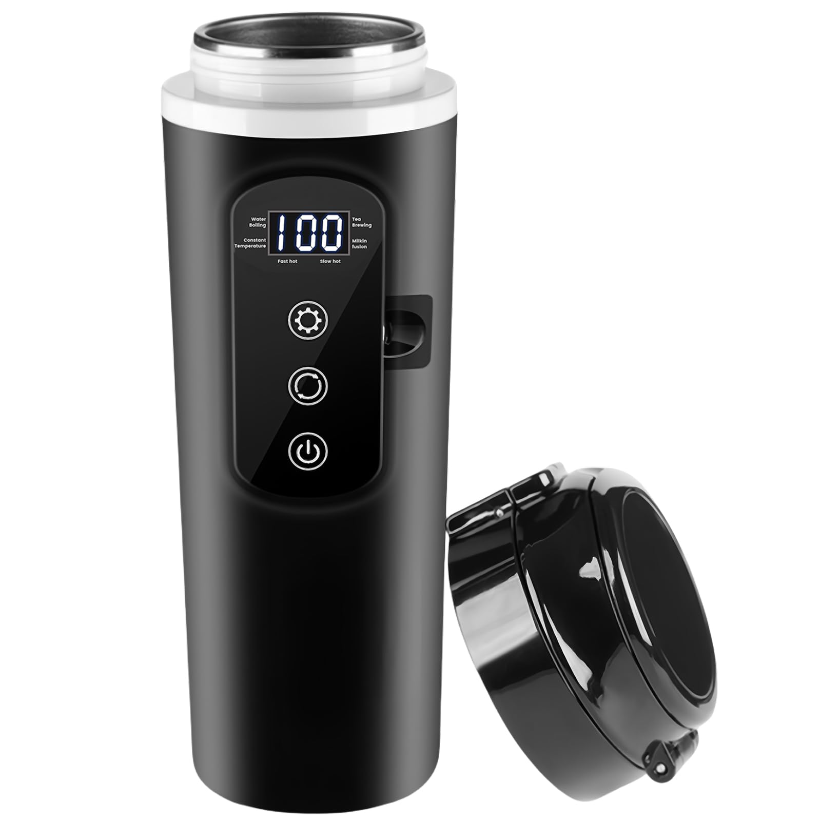 Bollitore Per Auto Da 12 V-24 V, 500 Ml, Bollitore Elettrico Da Viaggio In Acciaio Inossidabile Con Presa Accendisigari Da 12 V Per Acqua Calda, Caffè, Tè, Auto, Camion, Campeggio