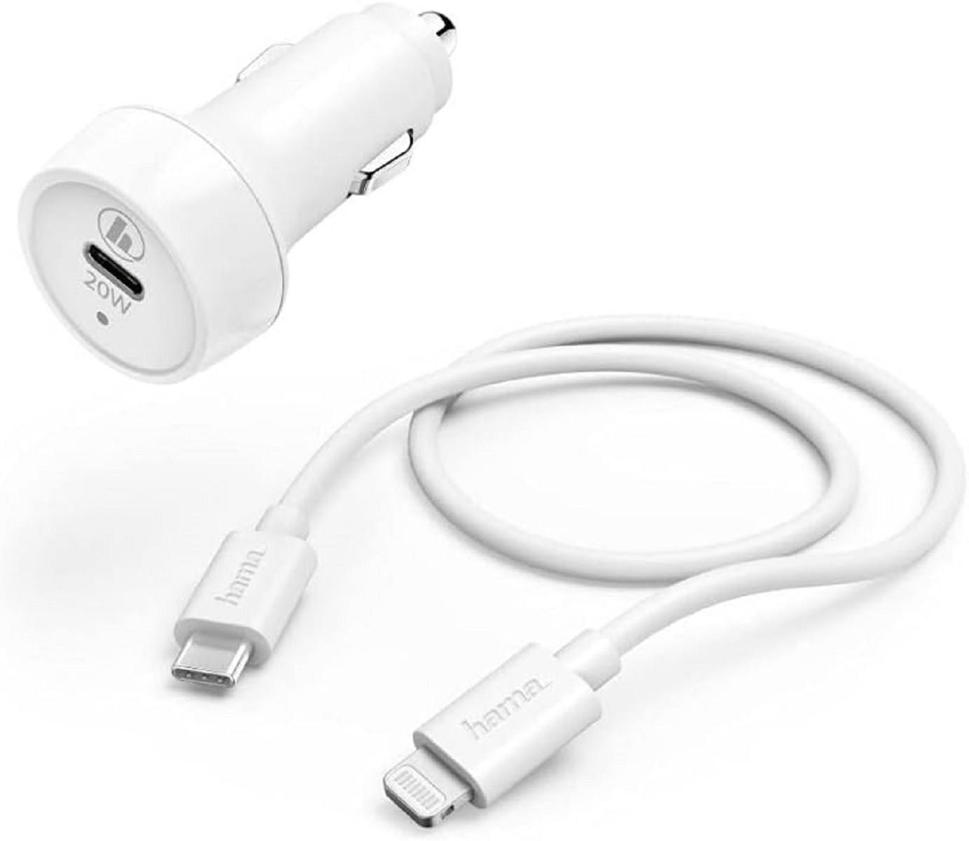 Hama Ladegerät Kfz-Ladeset Kompatibel Mit Ios-Geräten, Power Delivery (Pd), 20W, Weiß
