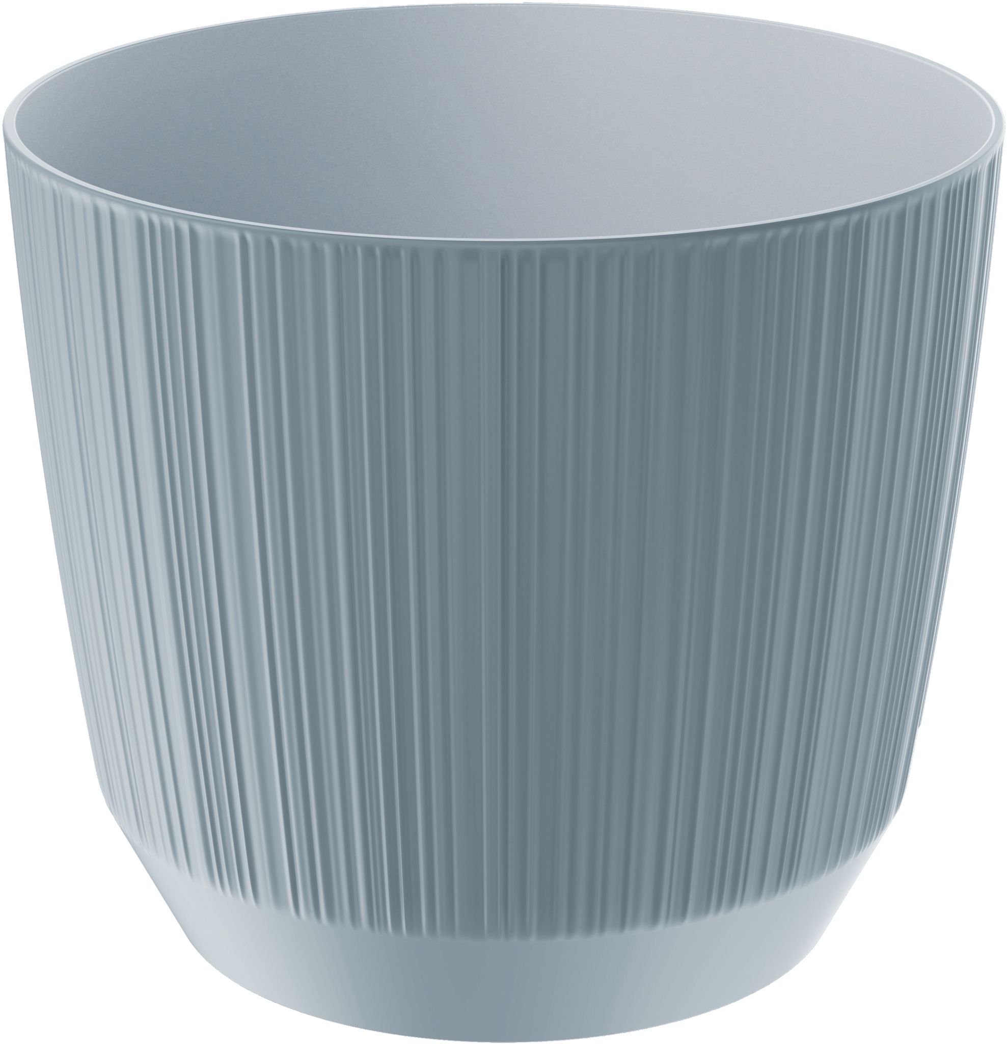 Prosperplast Ryfo Runder Kunststoff-blumentopf Mit Geriffeltem Deckel, Hellgrau, 12, 6 Cm