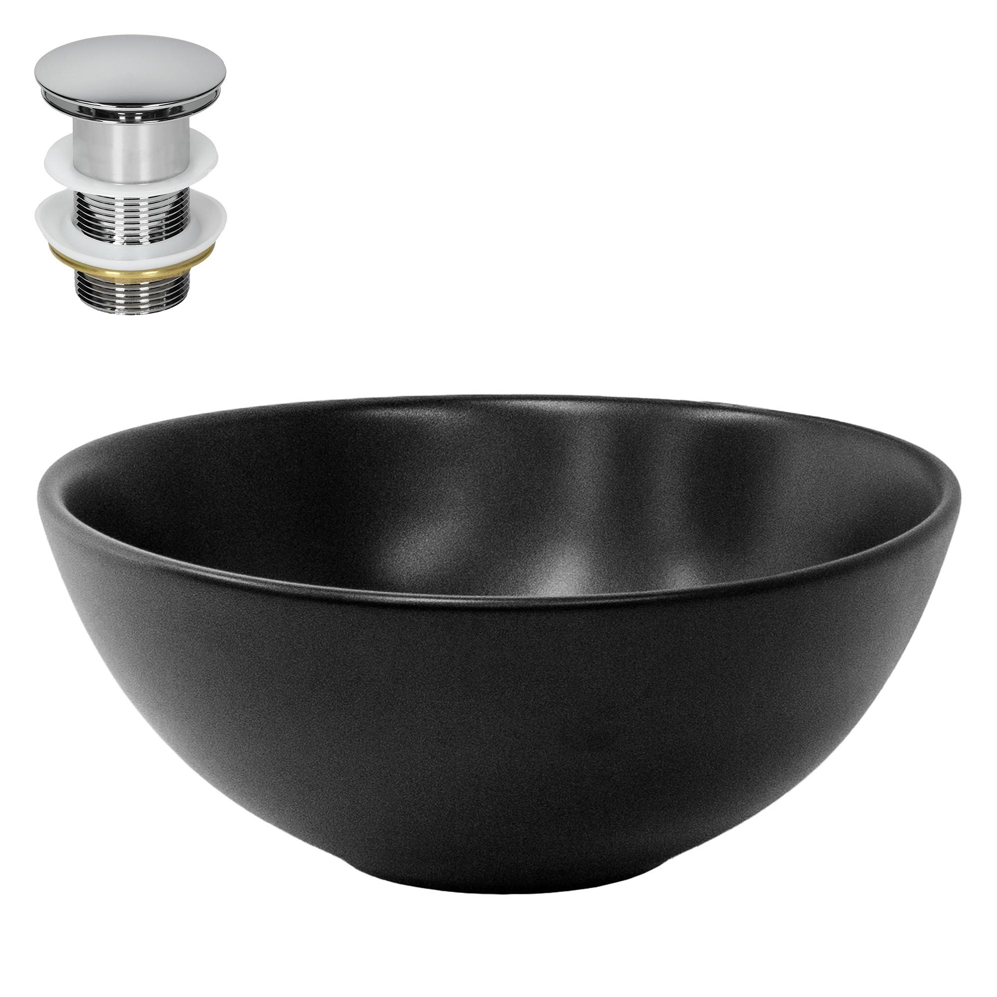 Luxebath - Ml-design Waschbecken Aus Keramik In Schwarz Matt Ø 280 X 150 Mm Mit Ablaufgarnitur, Runde Aufsatzwaschbecken, Moderne Waschtisch,