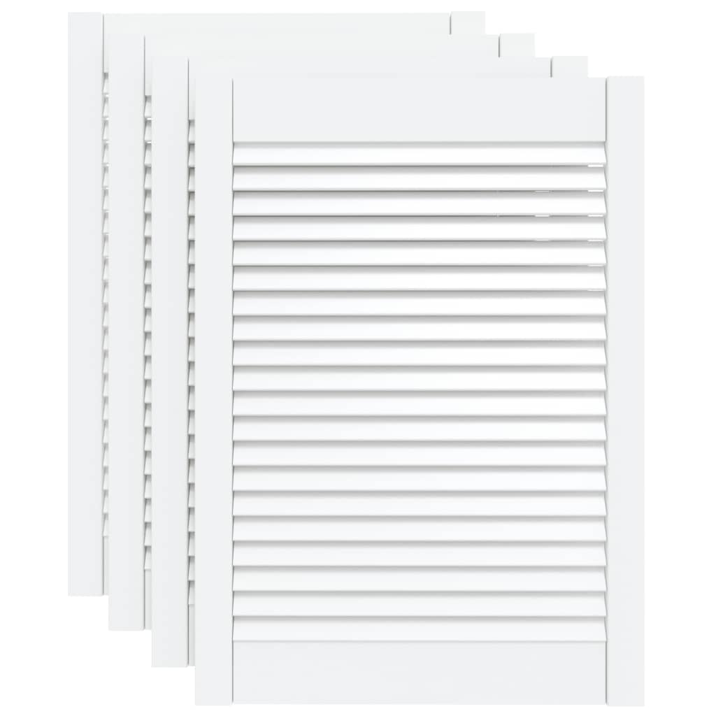 Cabinet Doors Louvred Design 4 Pcs White 69x49.4 Cm Solid Wood Pine Vidaxl