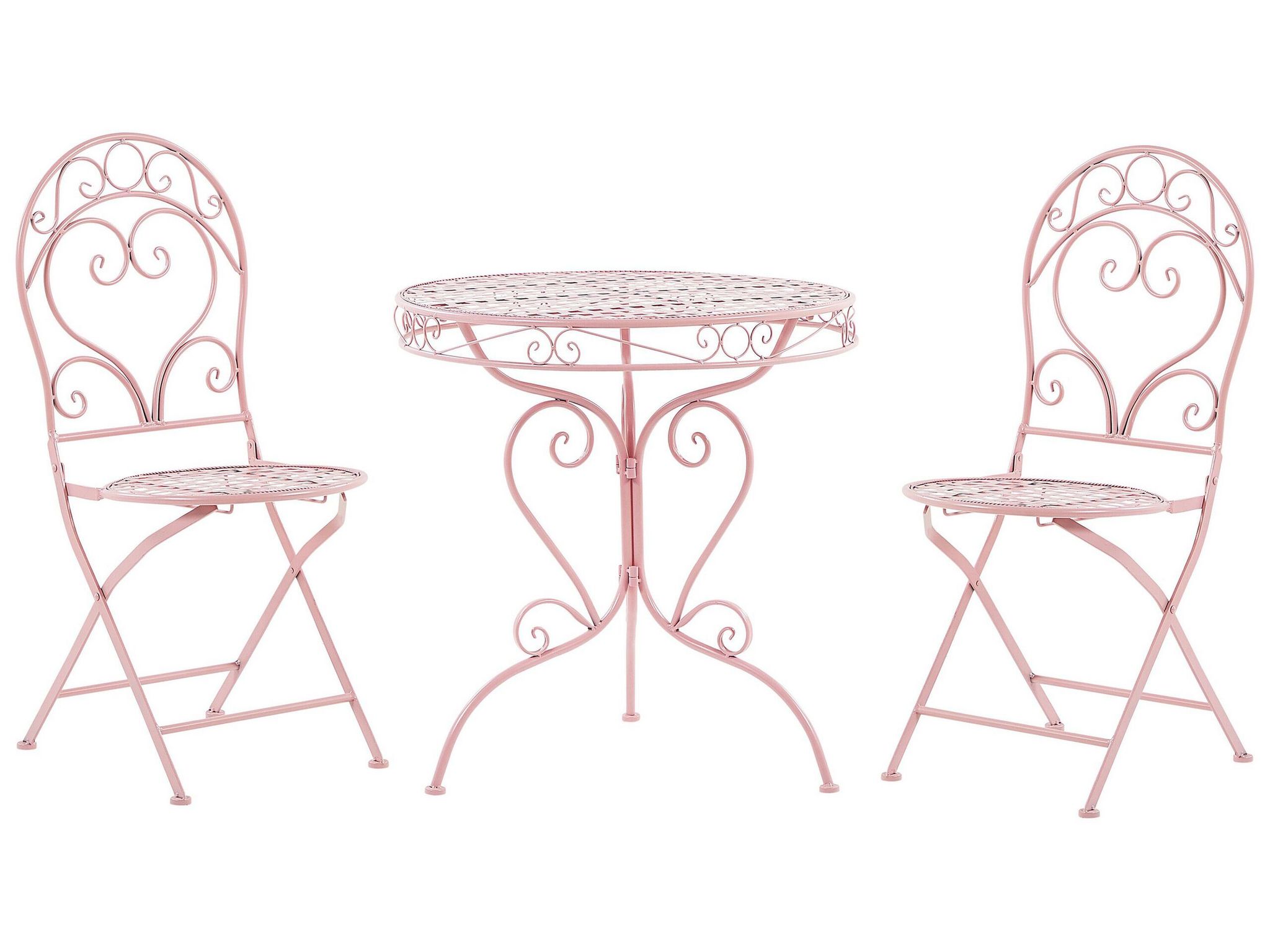 Beliani Bistro Set Folding Albinia Metal Pink
