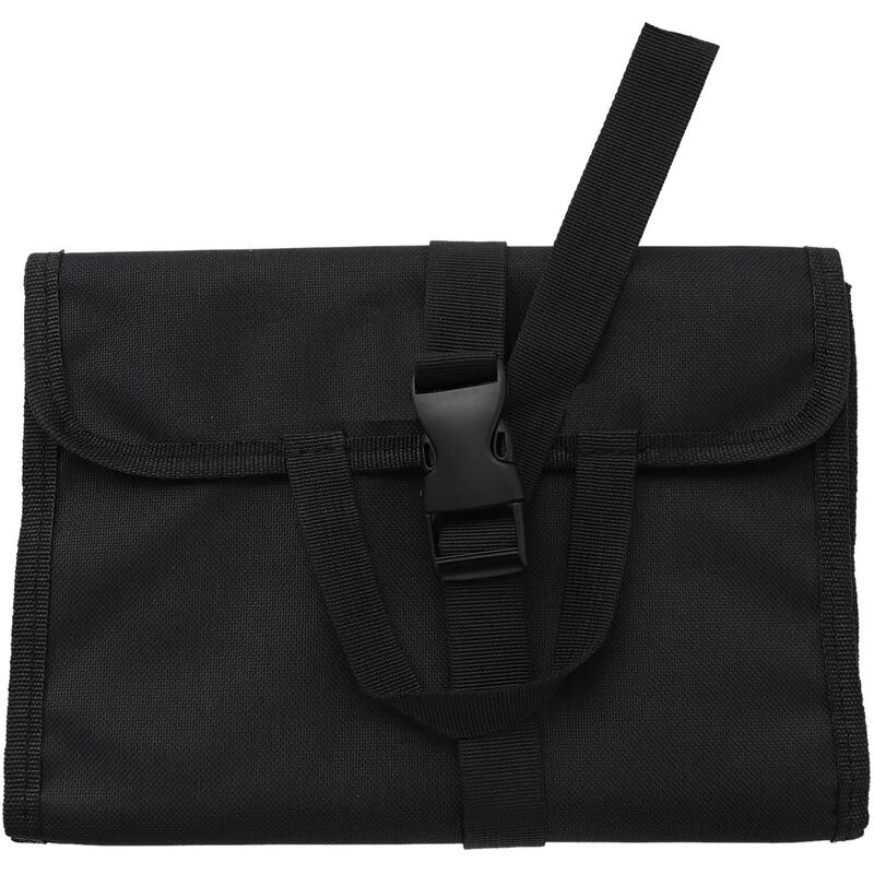 Sacoche à outils multipoches en tissu Oxford, noire, 25 x 80 cm, 6 poches, boucle de transport