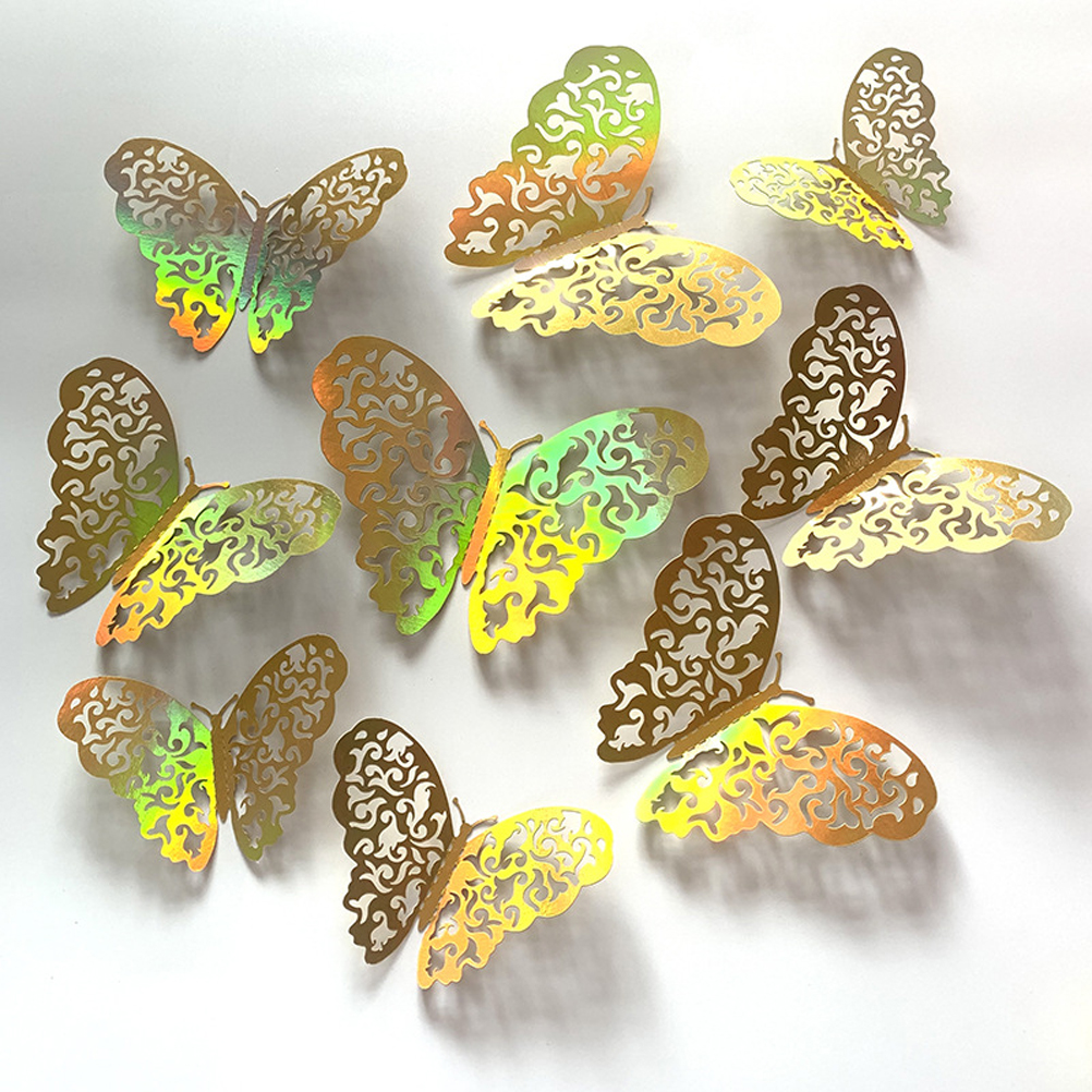 Punnyb 12 3d-schmetterlings-wandaufkleber Mit Ausgestanztem Design Zur Dekoration