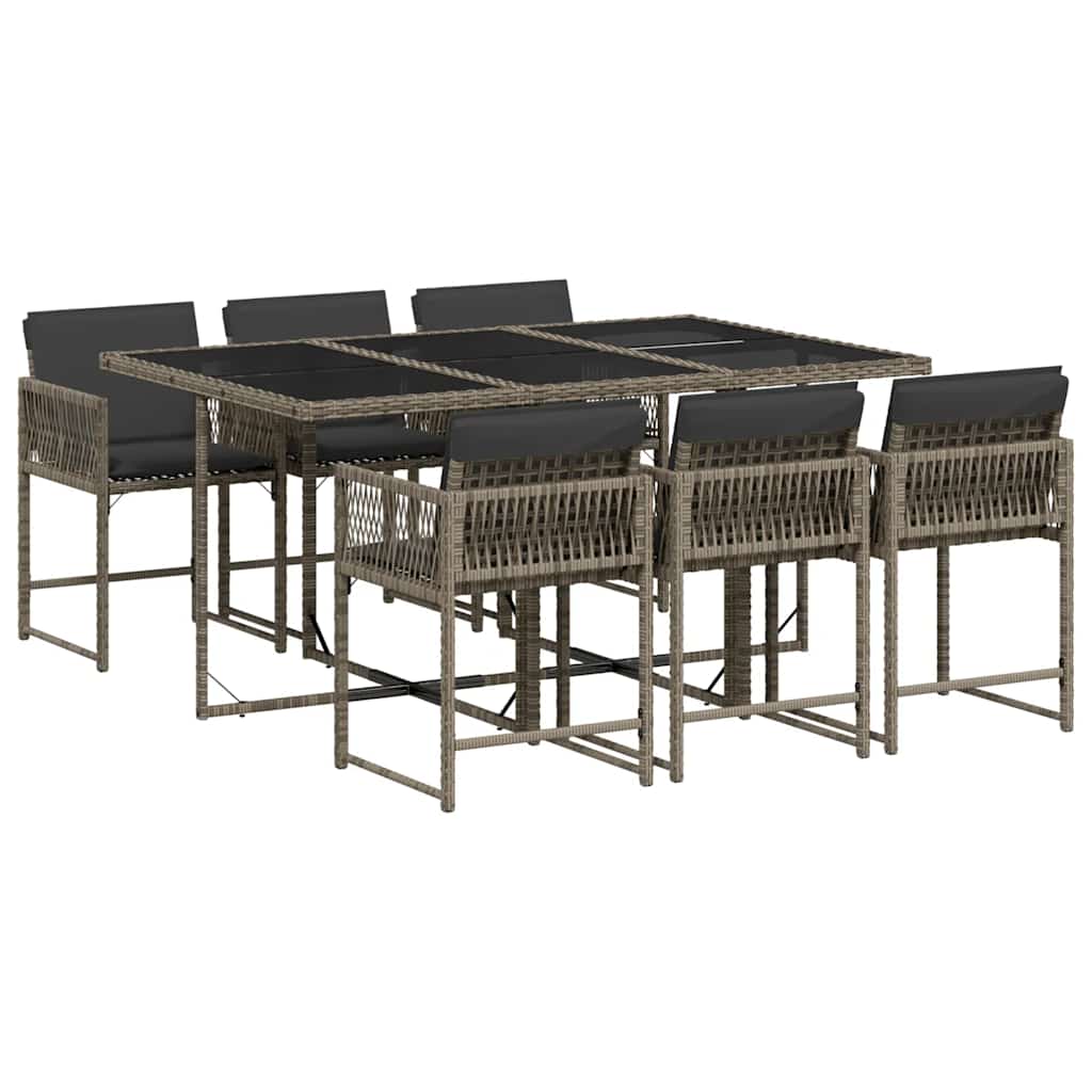 Garden Dining Set Grey Pe Rattan 6-seater Foldable Vidaxl