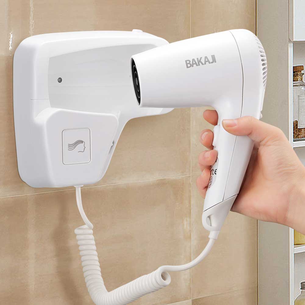 Bakaji - Asciugacapelli Parete Muro Hotel Phon Asciuga Capelli Bagno Casa Albergo 1100w