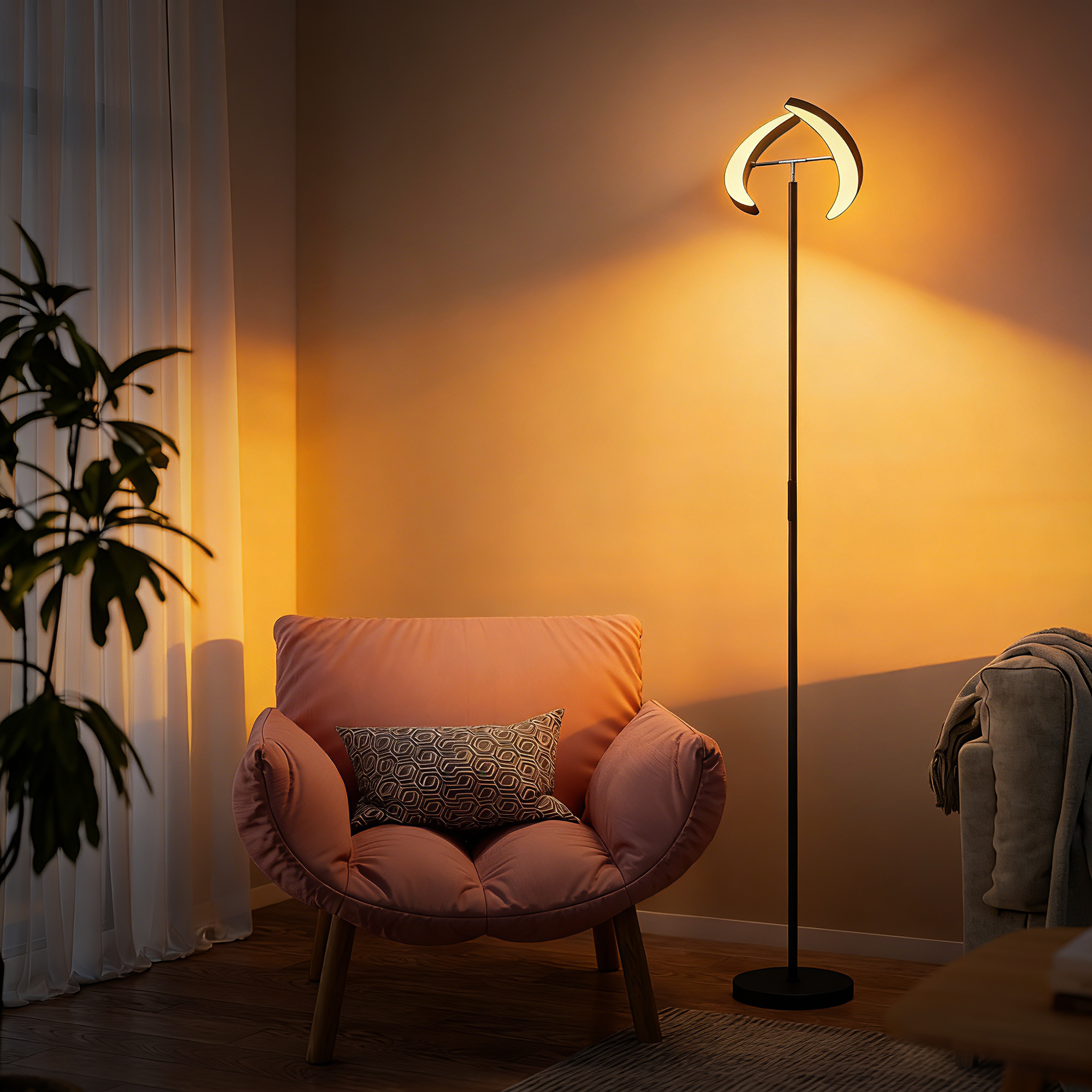 Lampadaire À Intensité Variable (2700k-6000k) Avec Télécommande Et Tête Pivotante À 350°. Noir
