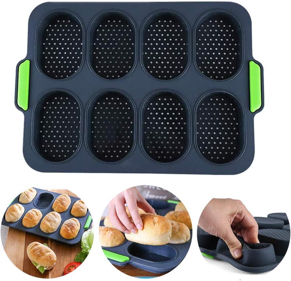 Minkurow Teglia Da Forno Per Mini Baguette, Teglia Per Pane Croccante, Stampo Antiaderente Perforato, Per Teglia Croccante Per Pane, Stampo Per Pane, Pane Francese, Panini