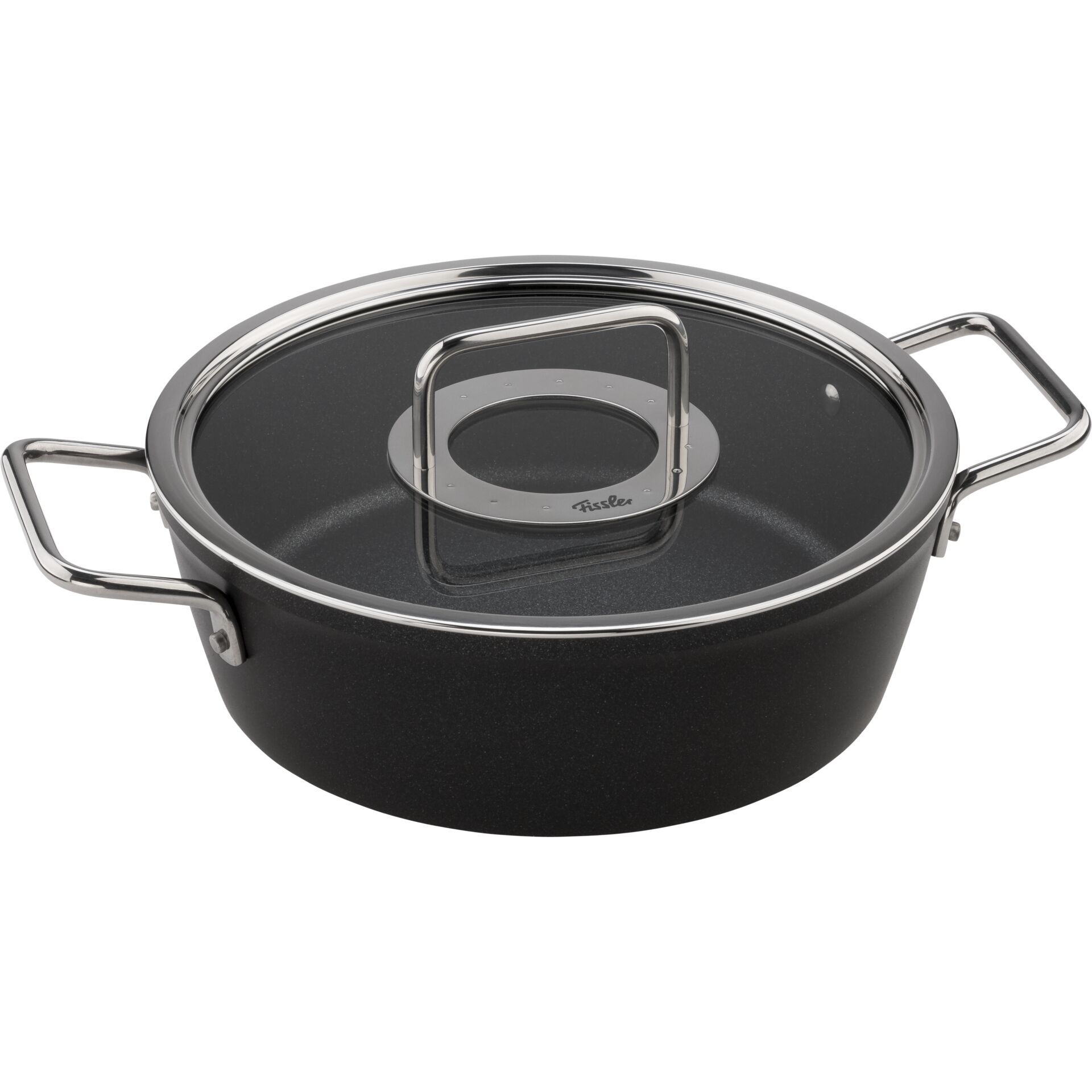 FISSLER Faitout avec couvercle en verre ADAMANT 24cm/3,1l Antiadhésif/Noir noir