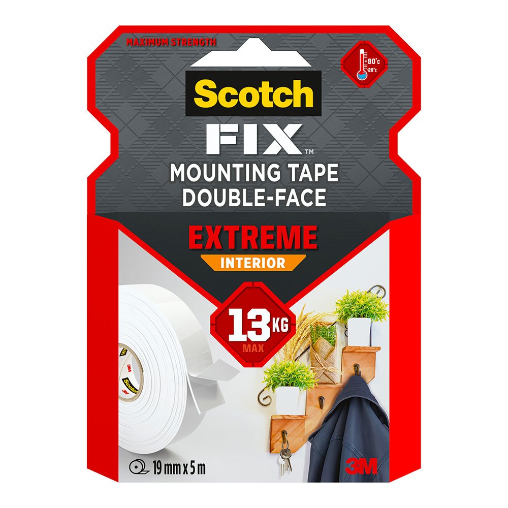 3M Weiß - Extremes Doppelseitiges Montageband Für Den Innenbereich, 19 Mm X 5 M, Max. 13 Kg