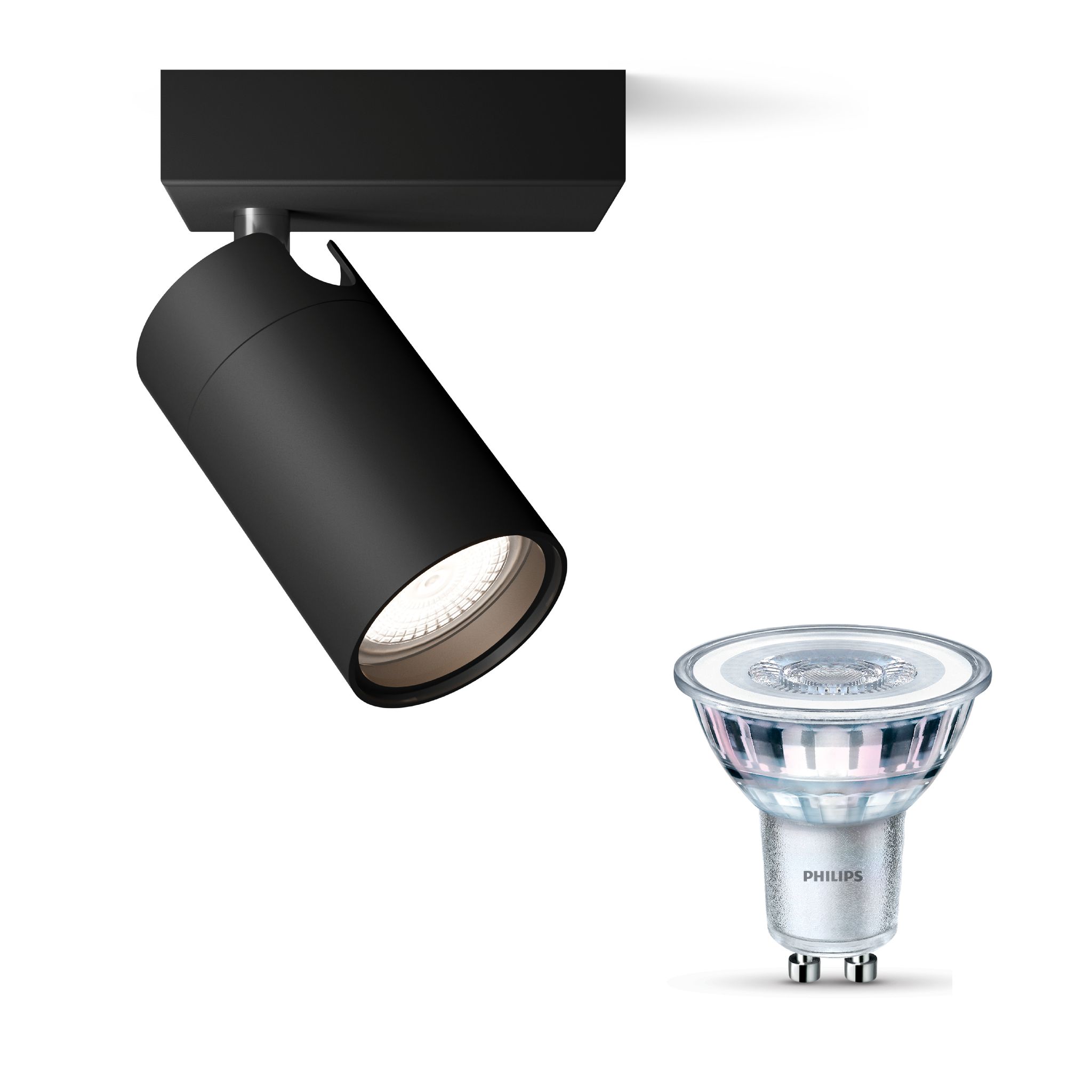 Philips Idris Aufbauspot Mit 1 Lichtpunkt Gu10 (schwarz) - Philips Led Gu10 50w Nicht Dimmbar