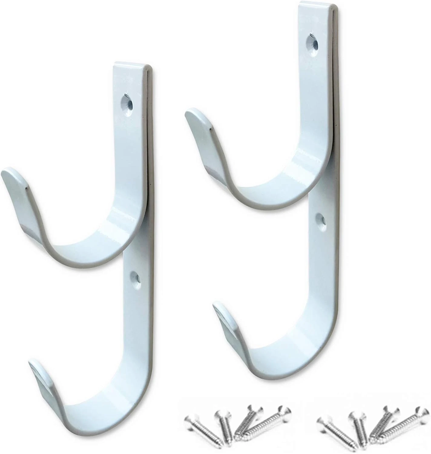 Support mural pour poteau de piscine, crochet double concave en aluminium, fixation par vis, blanc