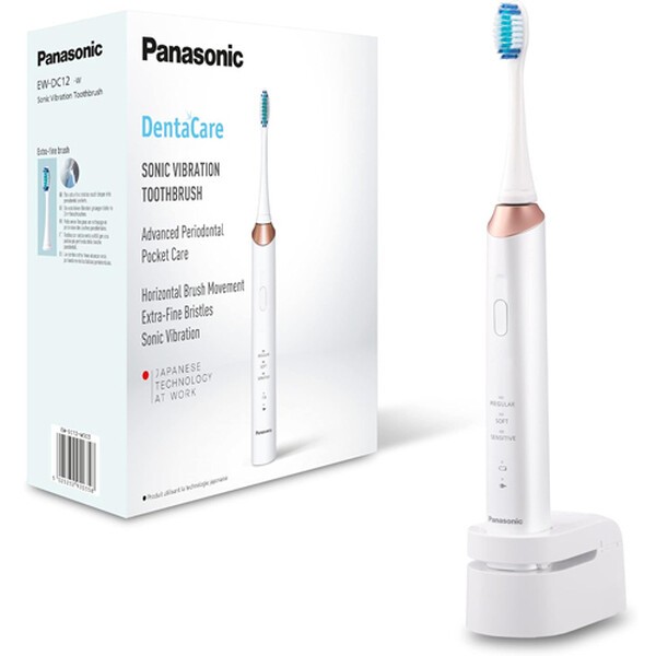 Panasonic EW-DC12 Elektrische Zahnbürste mit Schallschwingungen, 3 Verwendungsmodi, horizontal, perfekt für die Pflege von Zahnfleischtaschen, Weiß-Rosé - Bild 6