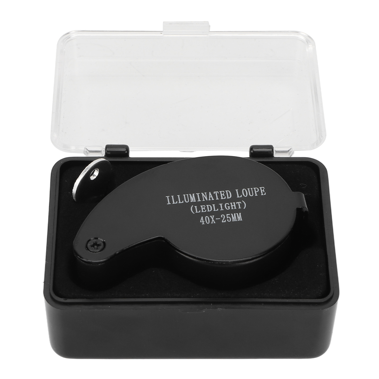 Loupe de bijoutier 40x, lentille acrylique et boîtier alliage d'aluminium, éclairage LED