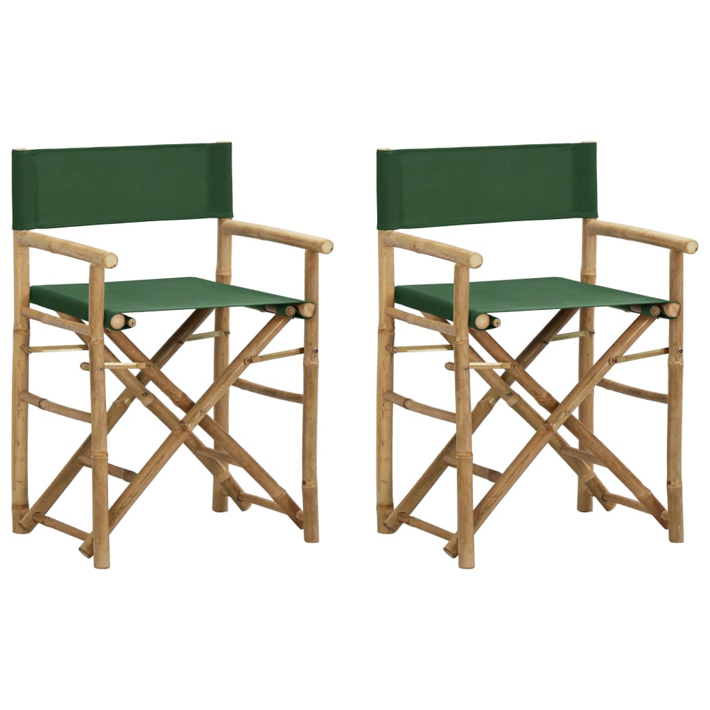Vidaxl - Chaises Pliables De Directeur Lot De 2 Vert Bambou Et Tissu