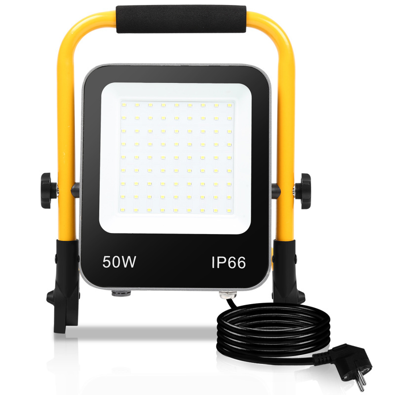 Swanew Proiettore Da Cantiere A Led Proiettore Led Con Treppiede Lampada Da Cantiere 50w - Bianco Freddo