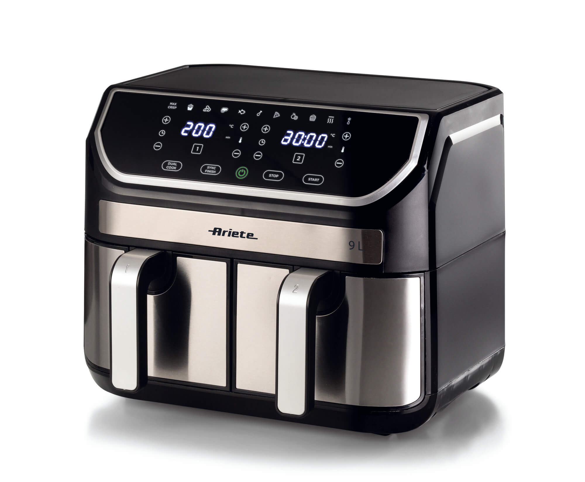 Ariete Schwarz Heißluftfritteuse, 9 L, Doppelkorb, 11 Programme, /Silber