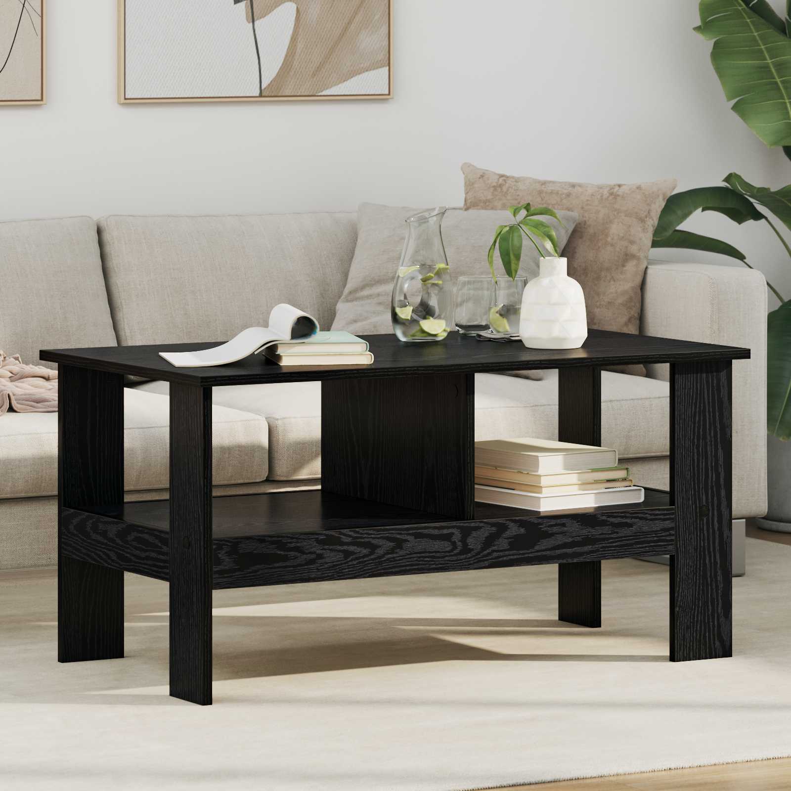 Coffee Table Black Oak 90 X 50 X 45 Cm Engineered Wood Vidaxl