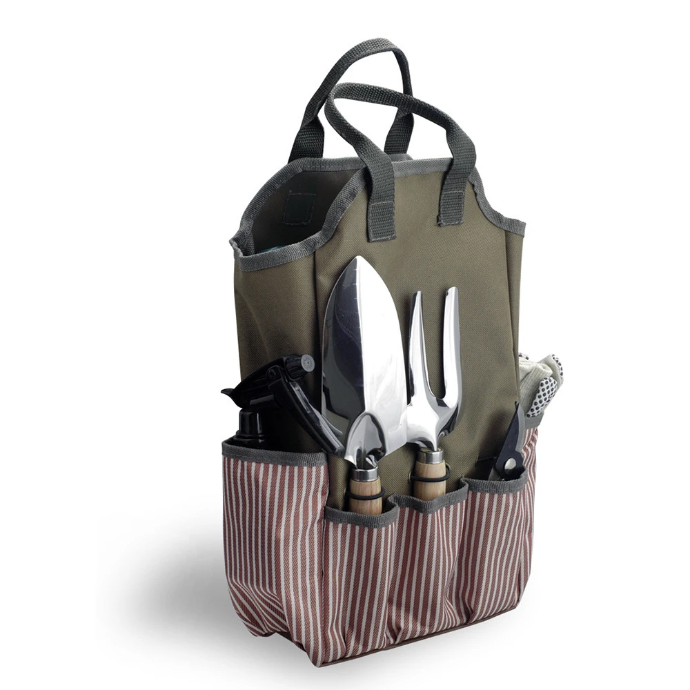 Tablier de jardin en tissu Oxford imperméable, sac à outils multifonctionnel avec bretelles réglables, vert