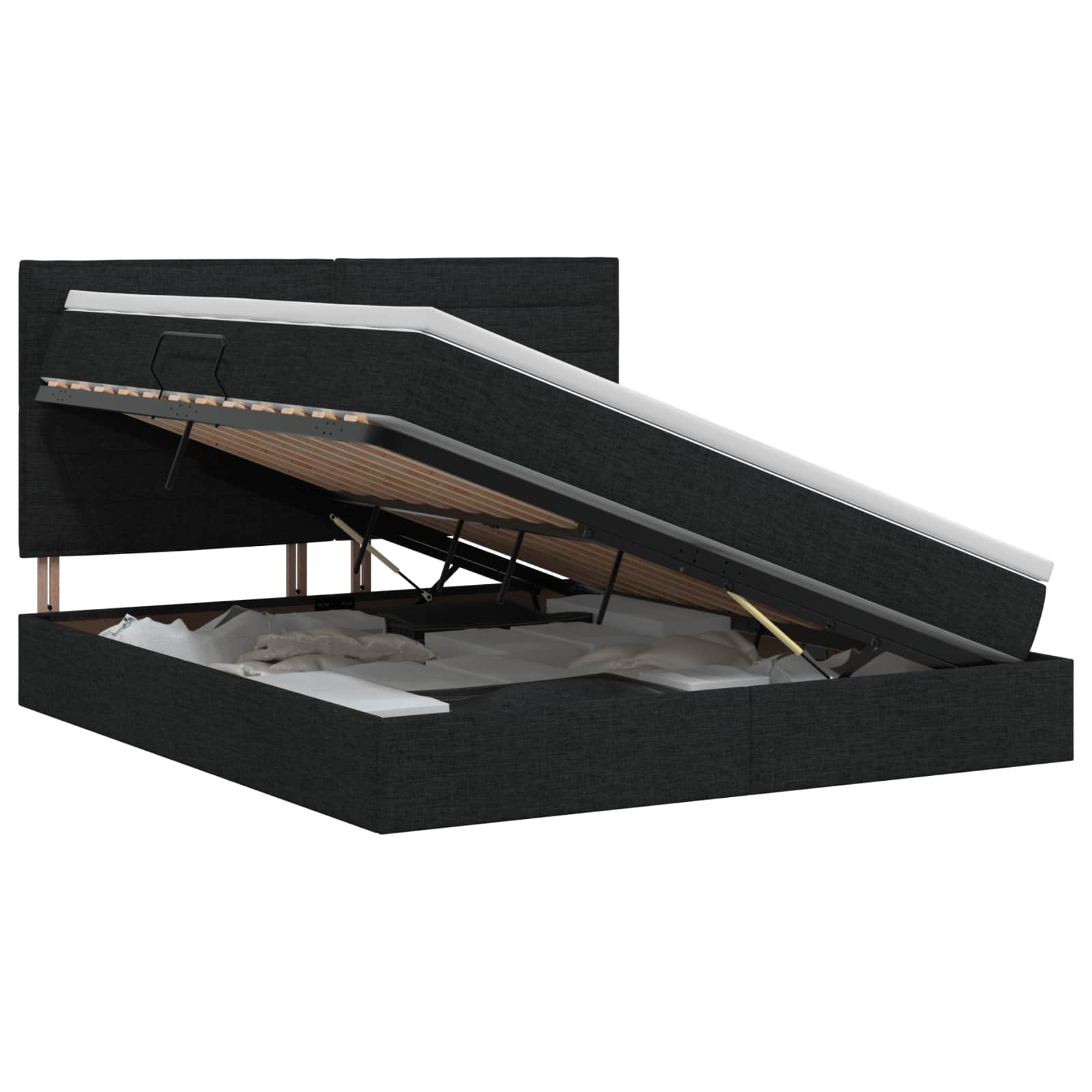 Vidaxl Schwarz Aufbewahrungsbett Mit Matratze 140 X 190 Cm Stoff
