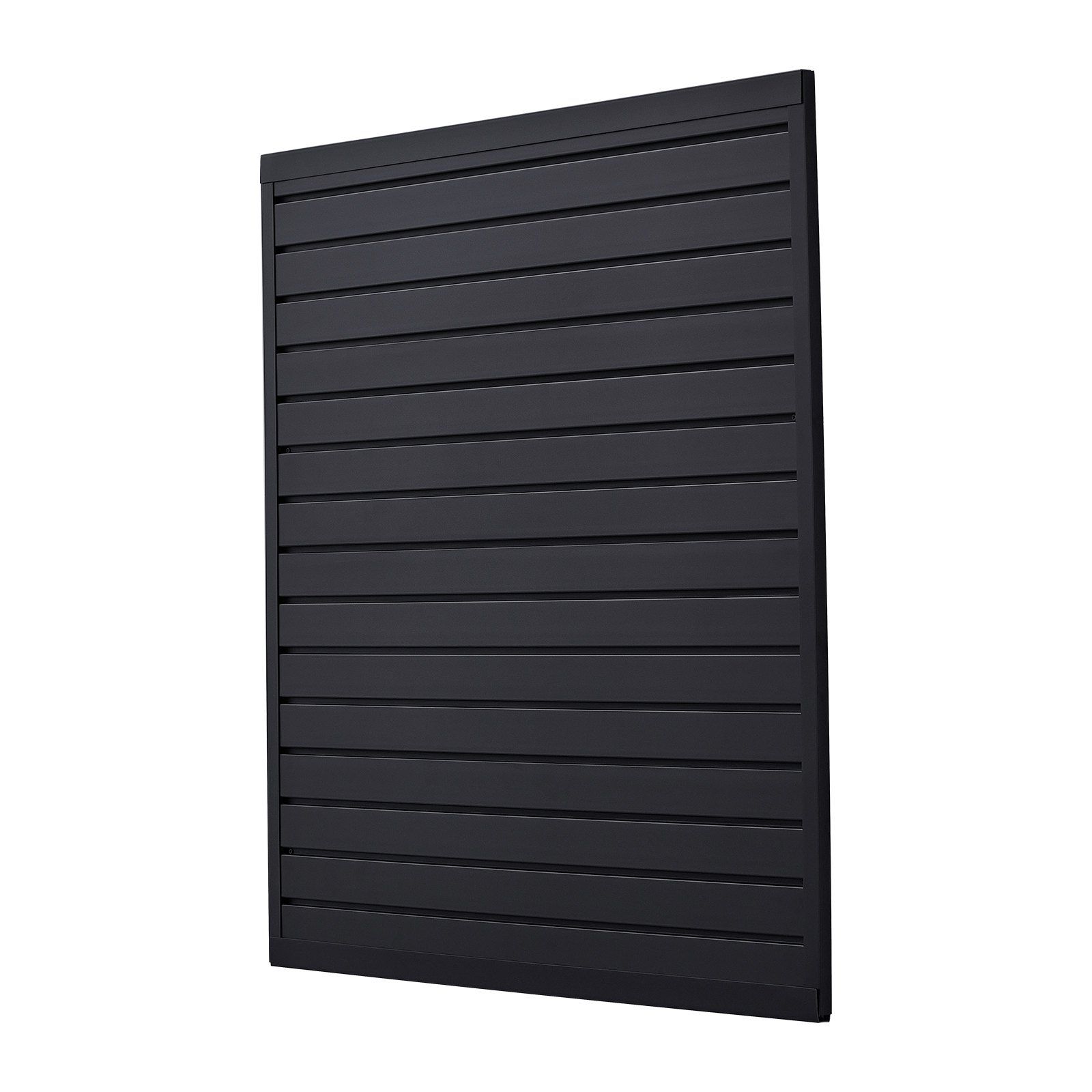 Panneau mural à lattes PVC noir 4x4 ft, modulaire, découpe DIY, jusqu'à 300 lb