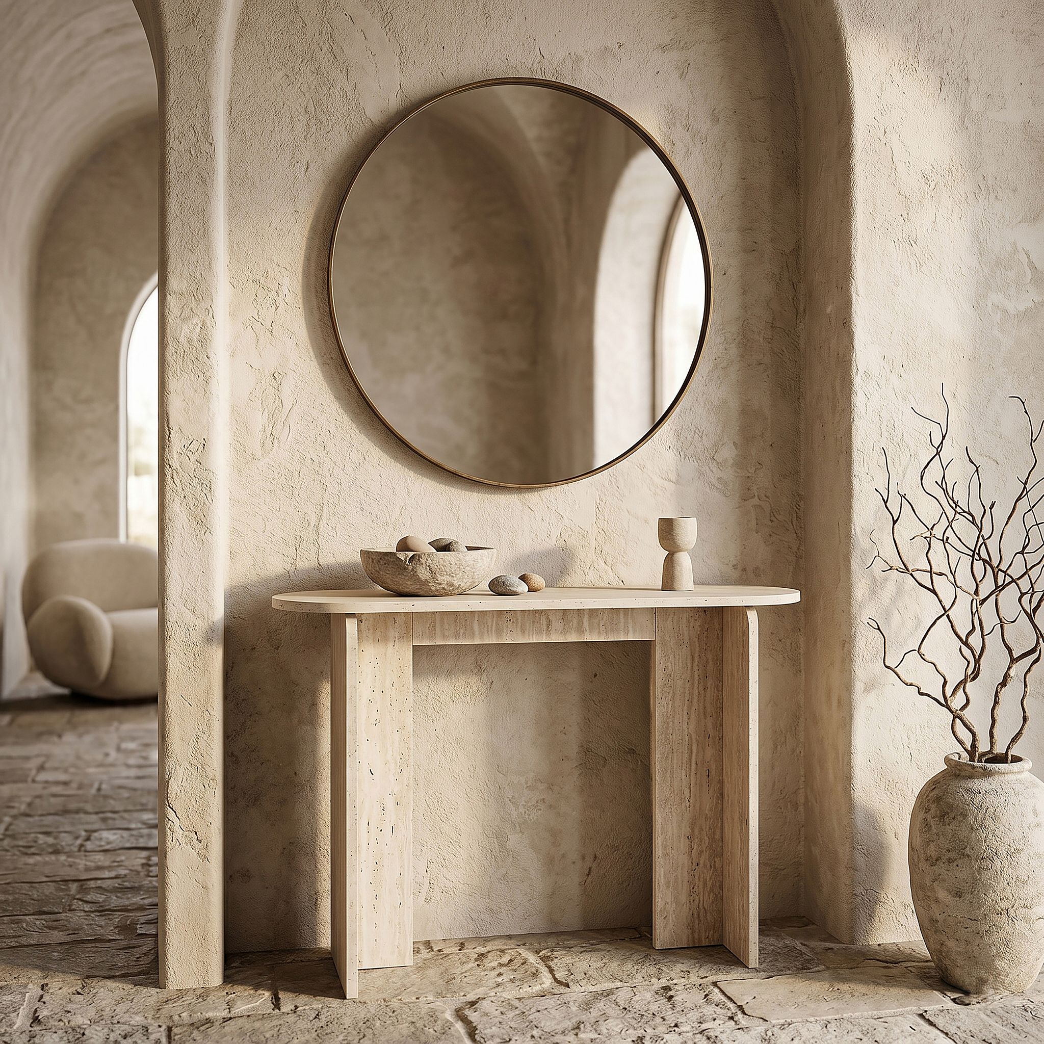 Console - Home Deco Factory - Pietra - Minimaliste - Effet Pierre
