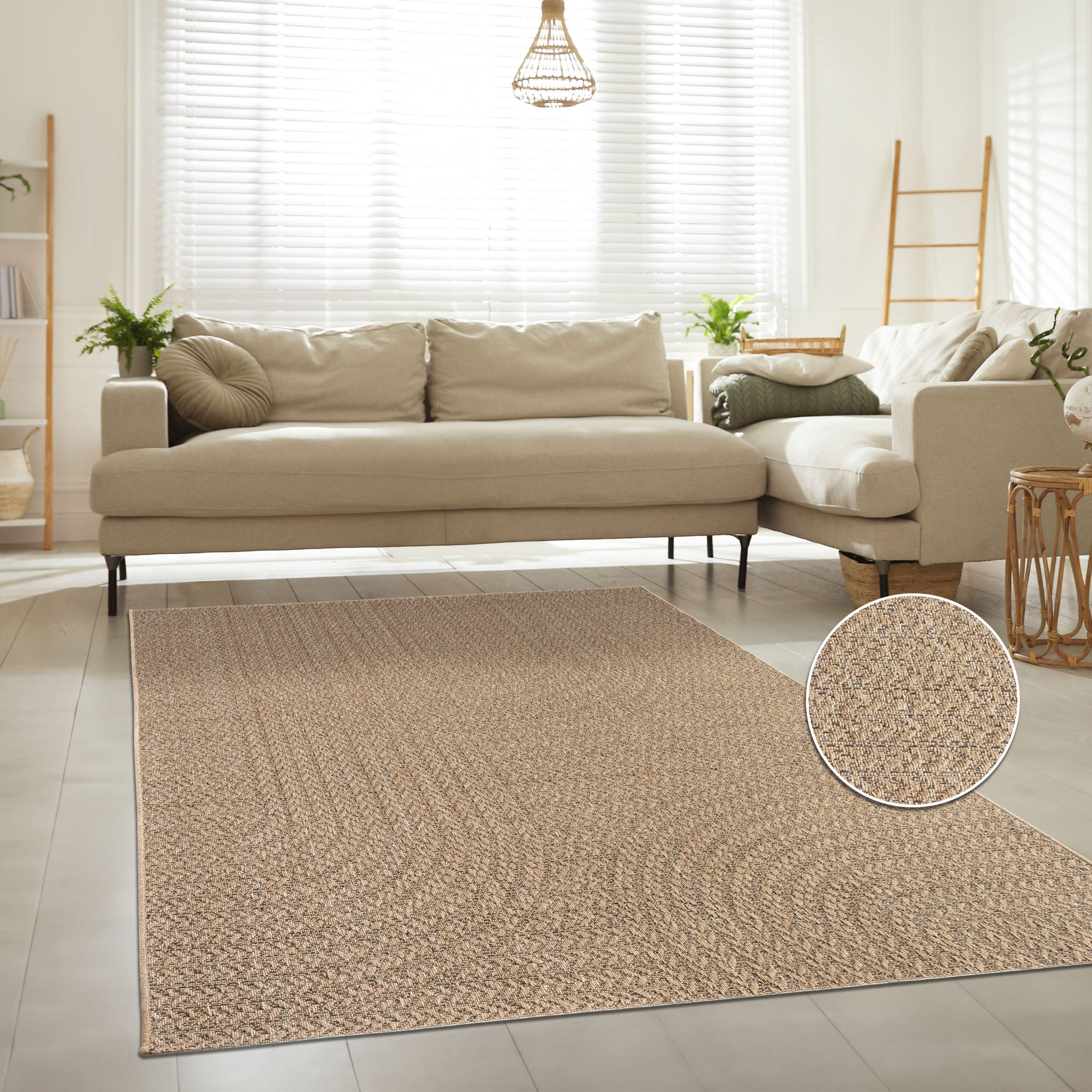 Paco Home – Tapis Extérieur 200x290 Cm – Monochrome Structuré En
