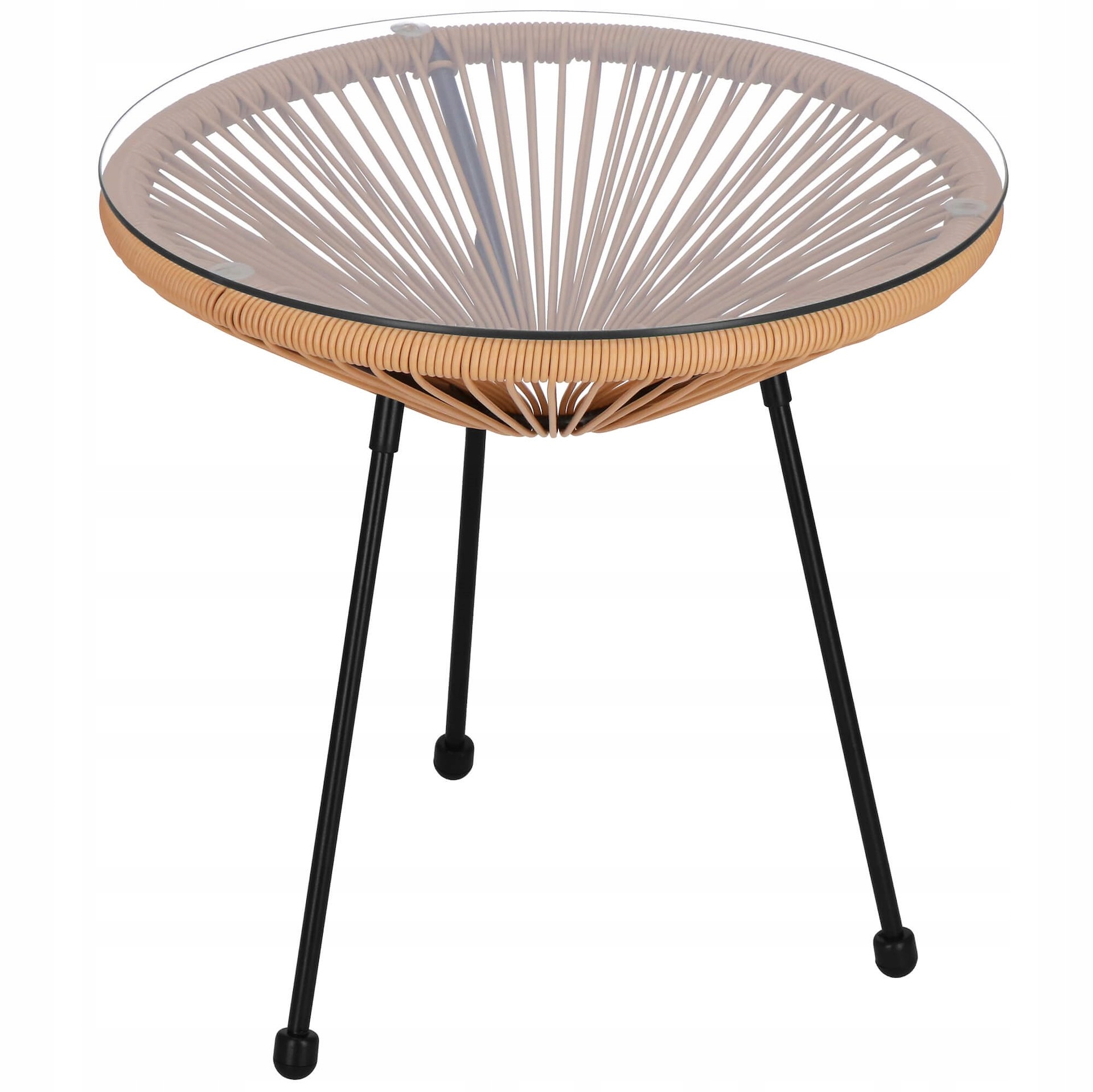 Springos Rattantisch Runder Technorattan Garten Balkon Terrasse Garten Kaffeetisch 50cm