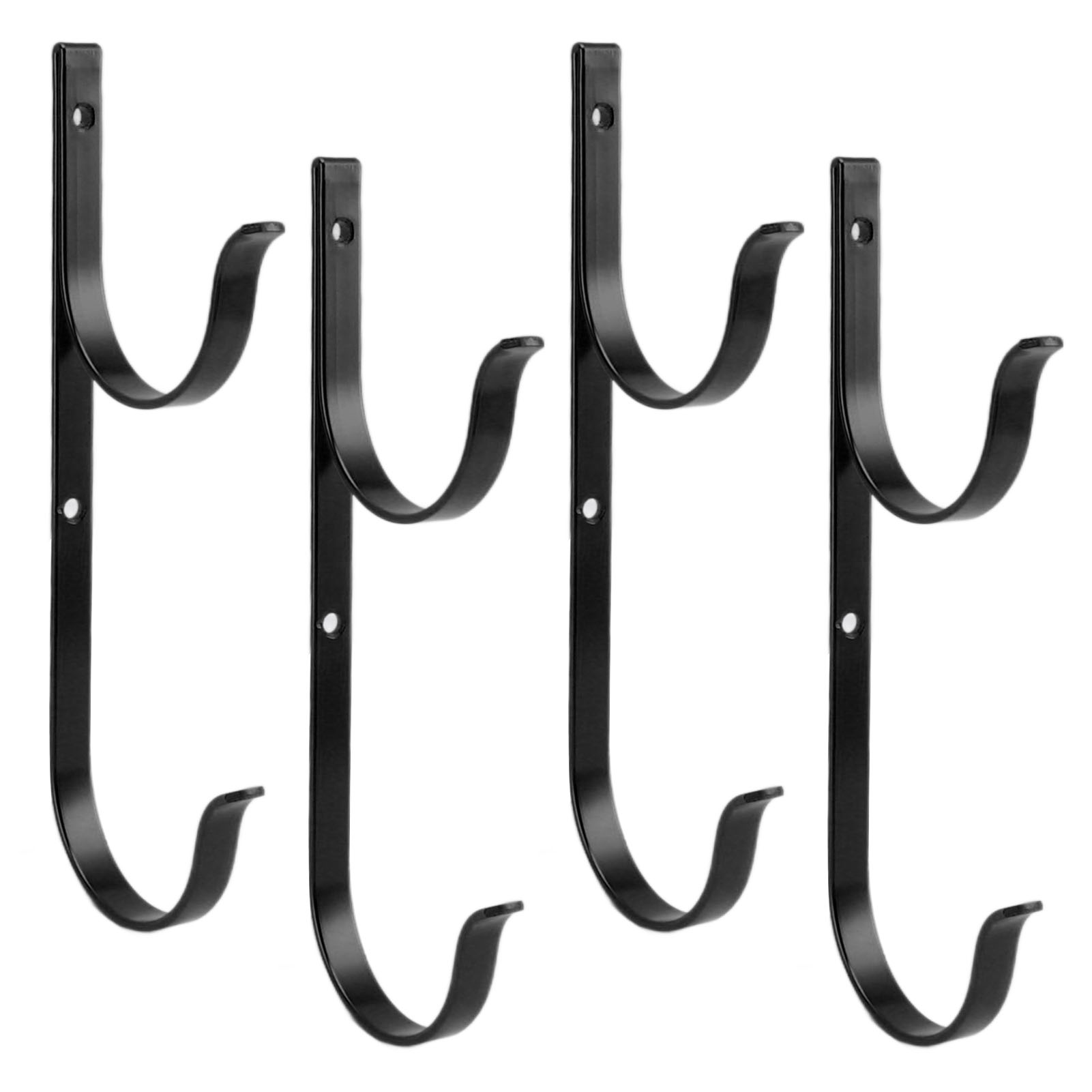 Support mural pour perche, brosse et tuyau d'aspirateur en alliage d'aluminium, noir, lot de 4