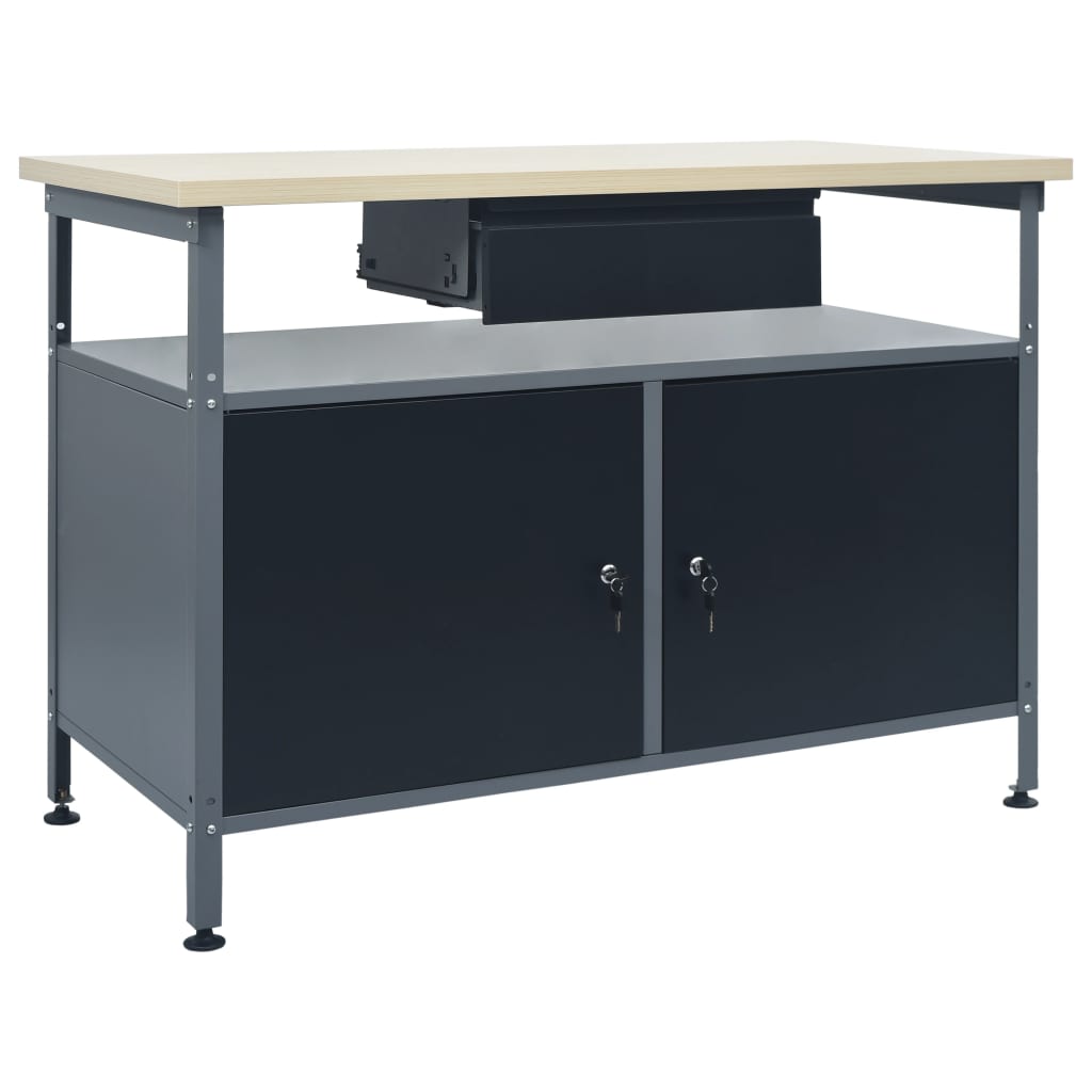 Vidaxl - Workbench Black 120x60x85 Cm Steel