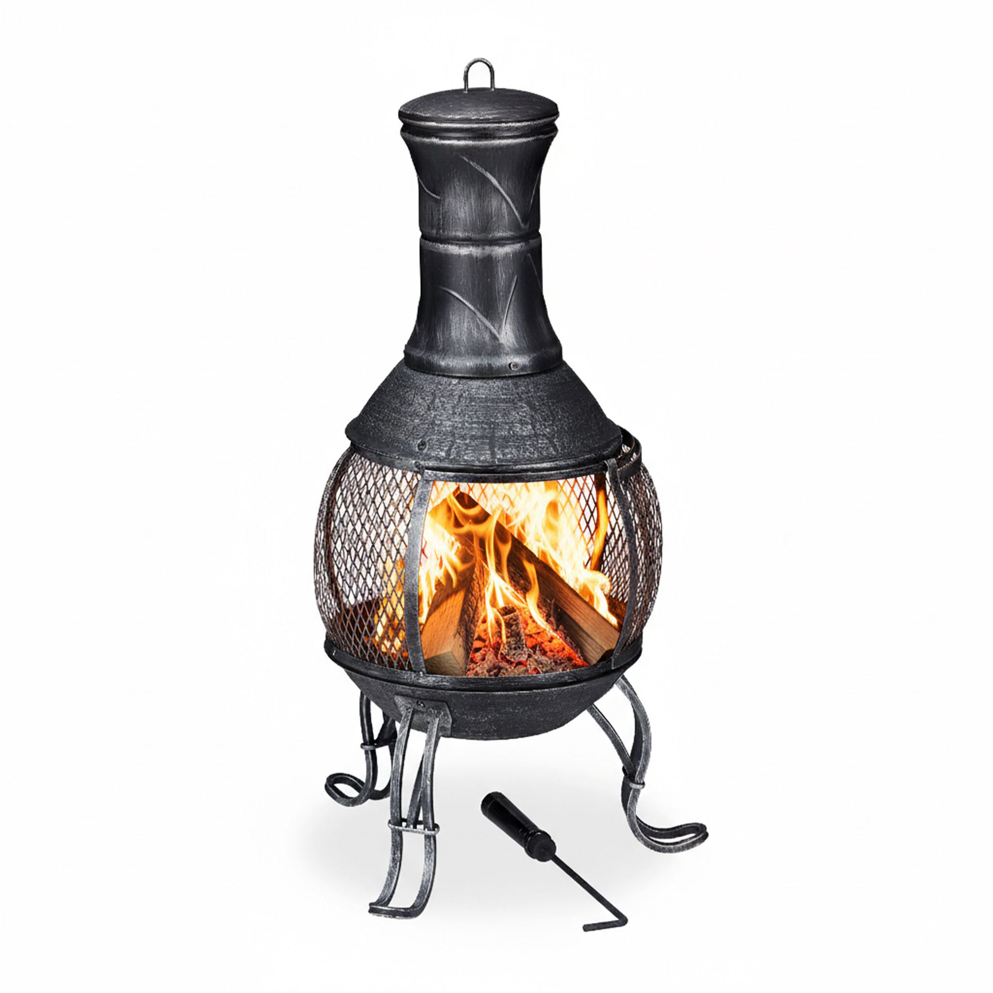 Relaxdays - Forno Azteco, Attizzatoio, Graticola Per La Legna, Griglia Parascintille, Giardino, Antico, Alto 89 Cm, Grigio